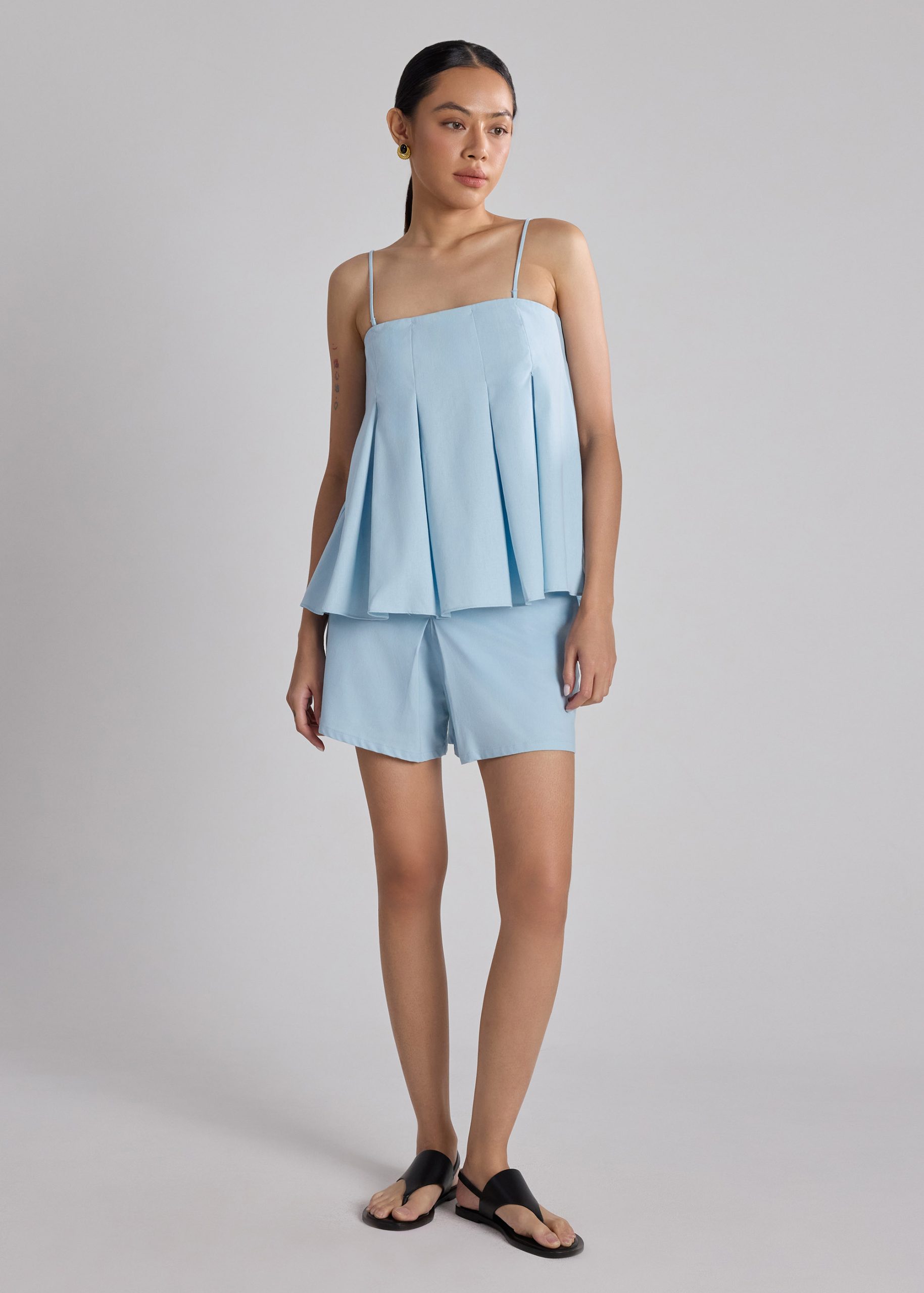 Box Pleat Top With Detachable Straps - Image 2