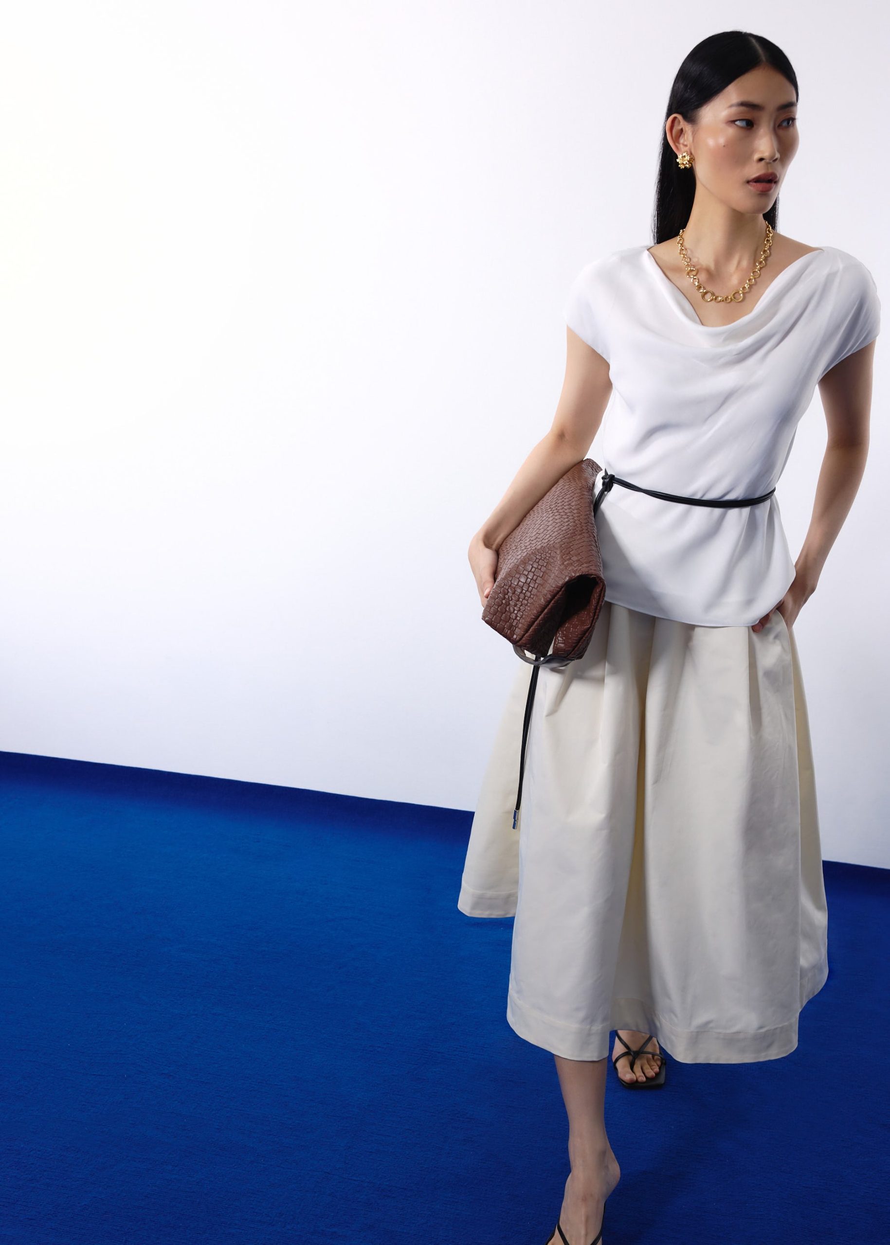 Nycha Taffeta Pleated Flare Midaxi Skirt - Image 17