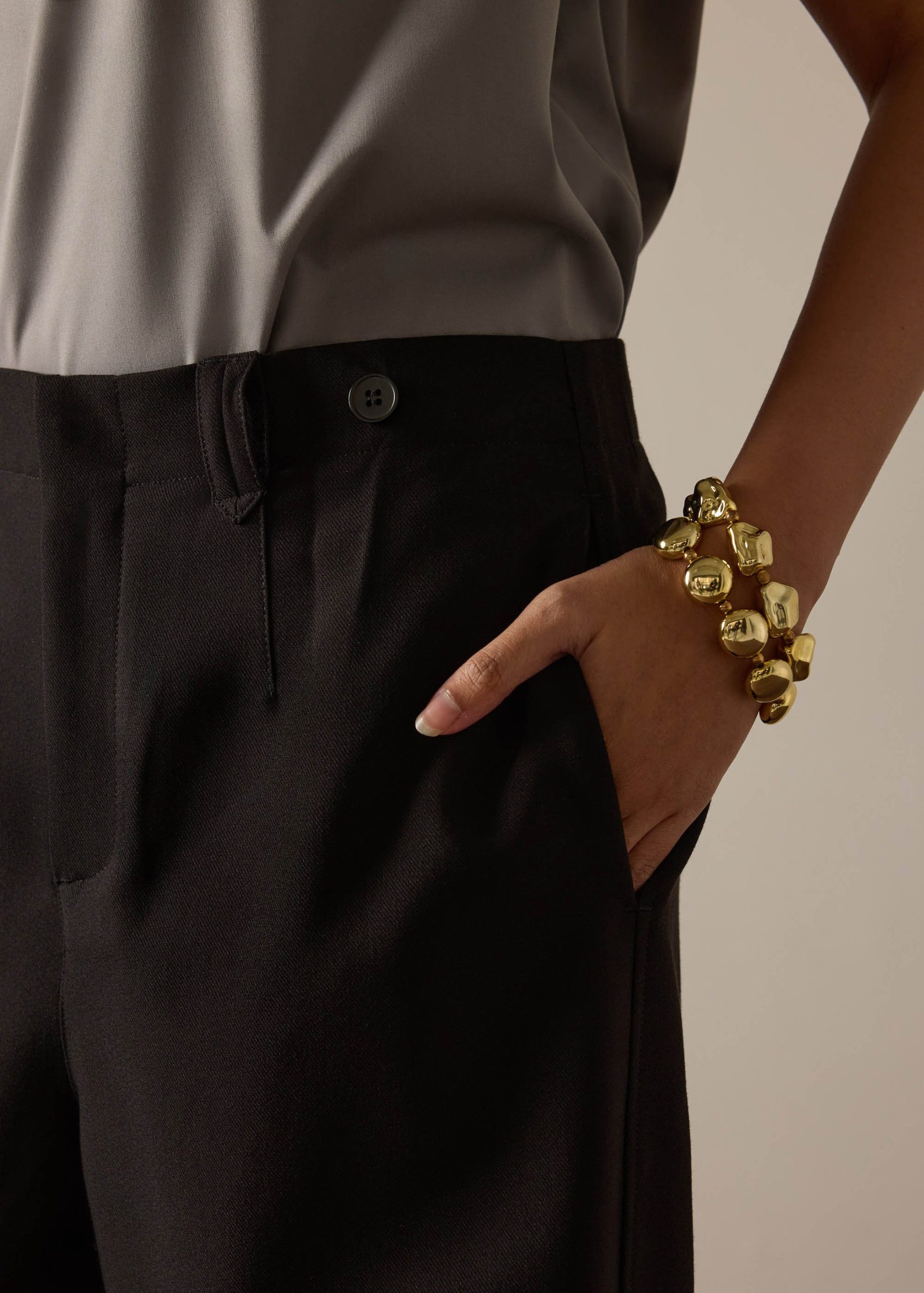 Riyo Adjustable Waist Elastic Twill Barrel Pants - Image 3
