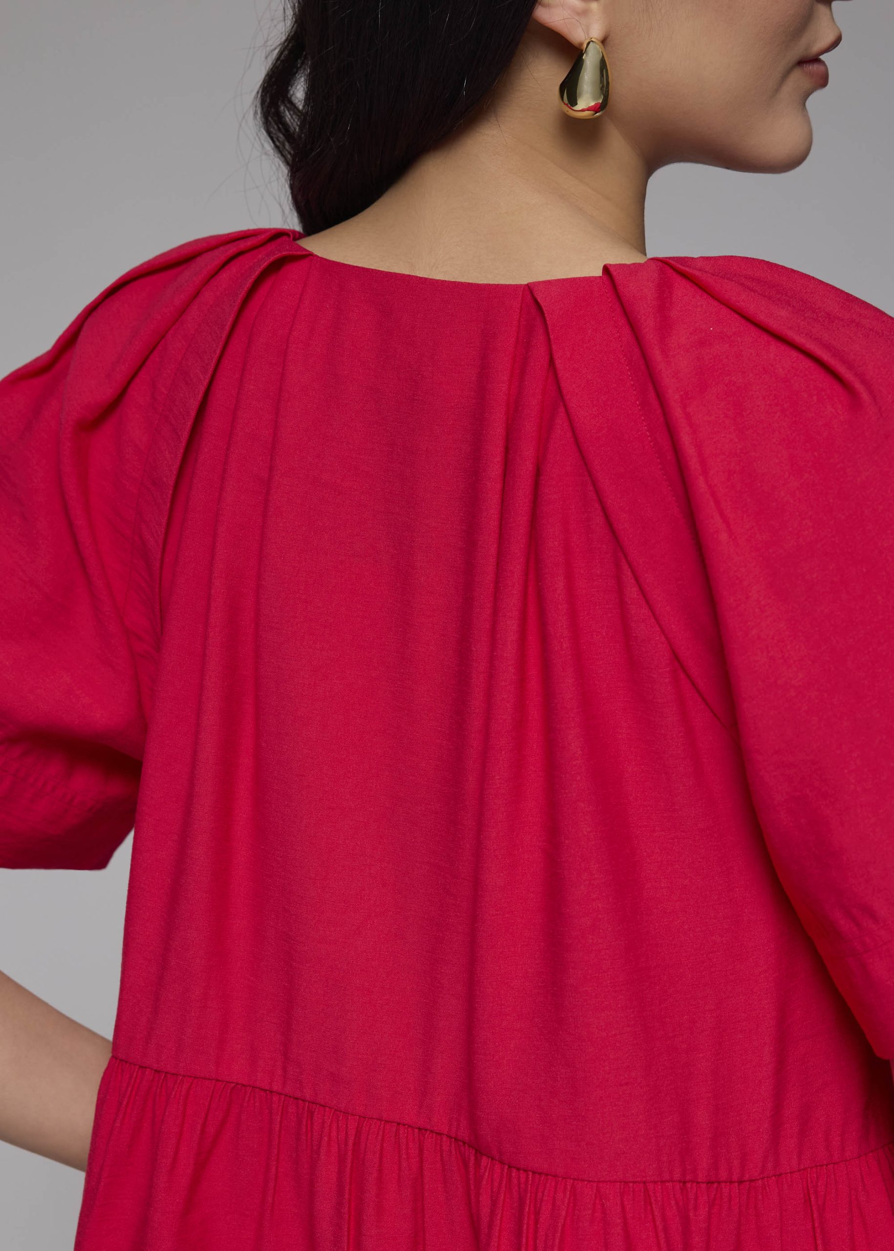 Rayon V-neck Trapeze Mini Dress - Image 9