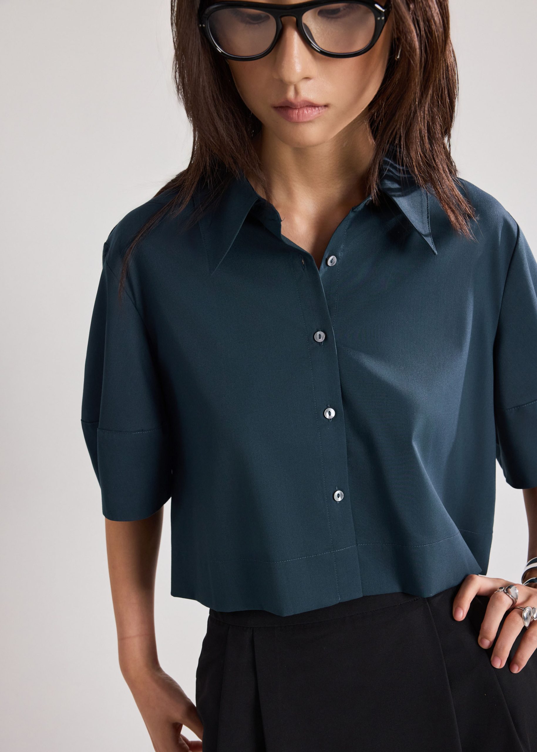 Cocoon Sleeve Crop Shirt - Image 13