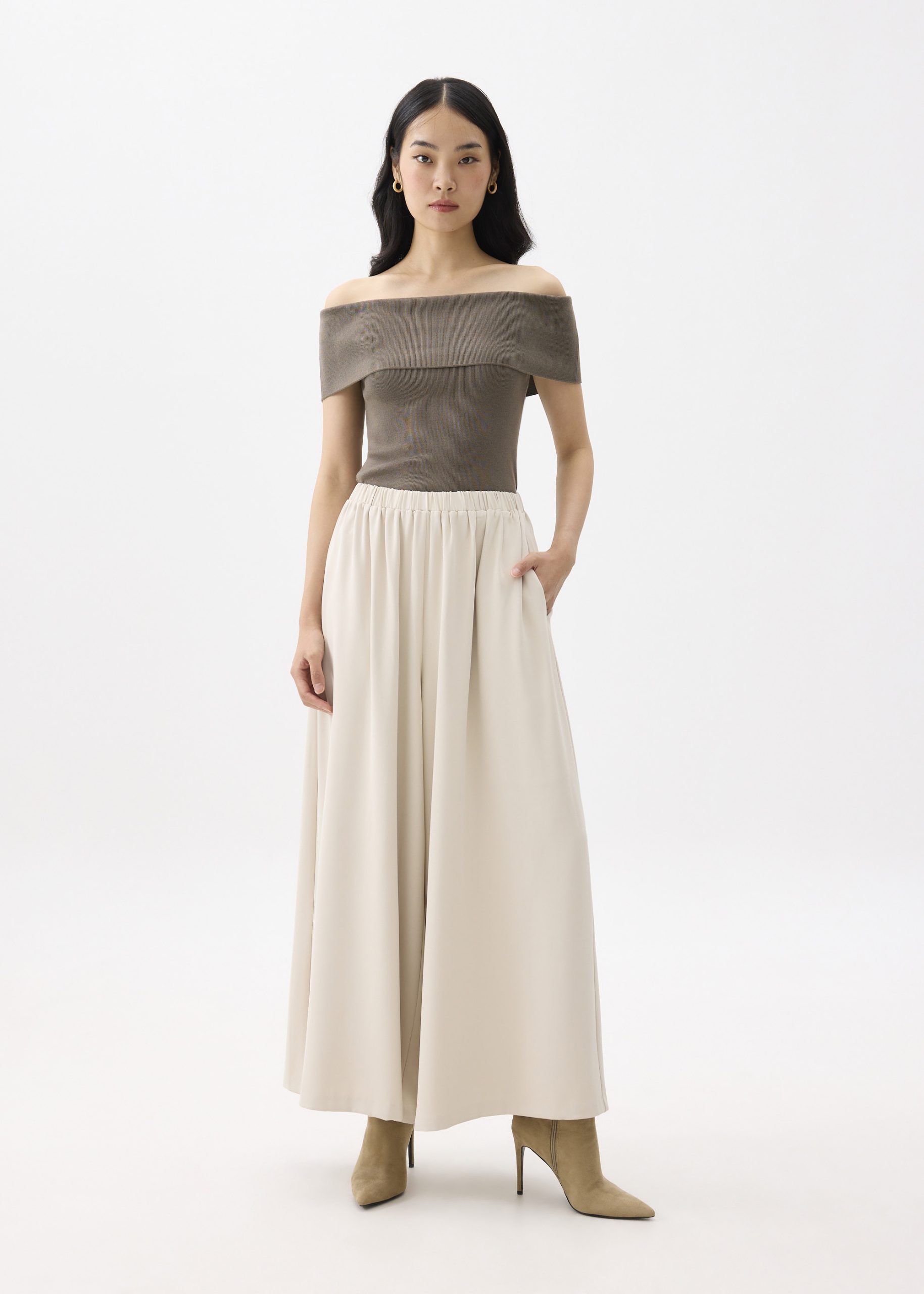 Elastic High Waist Palazzo Pants - Image 4
