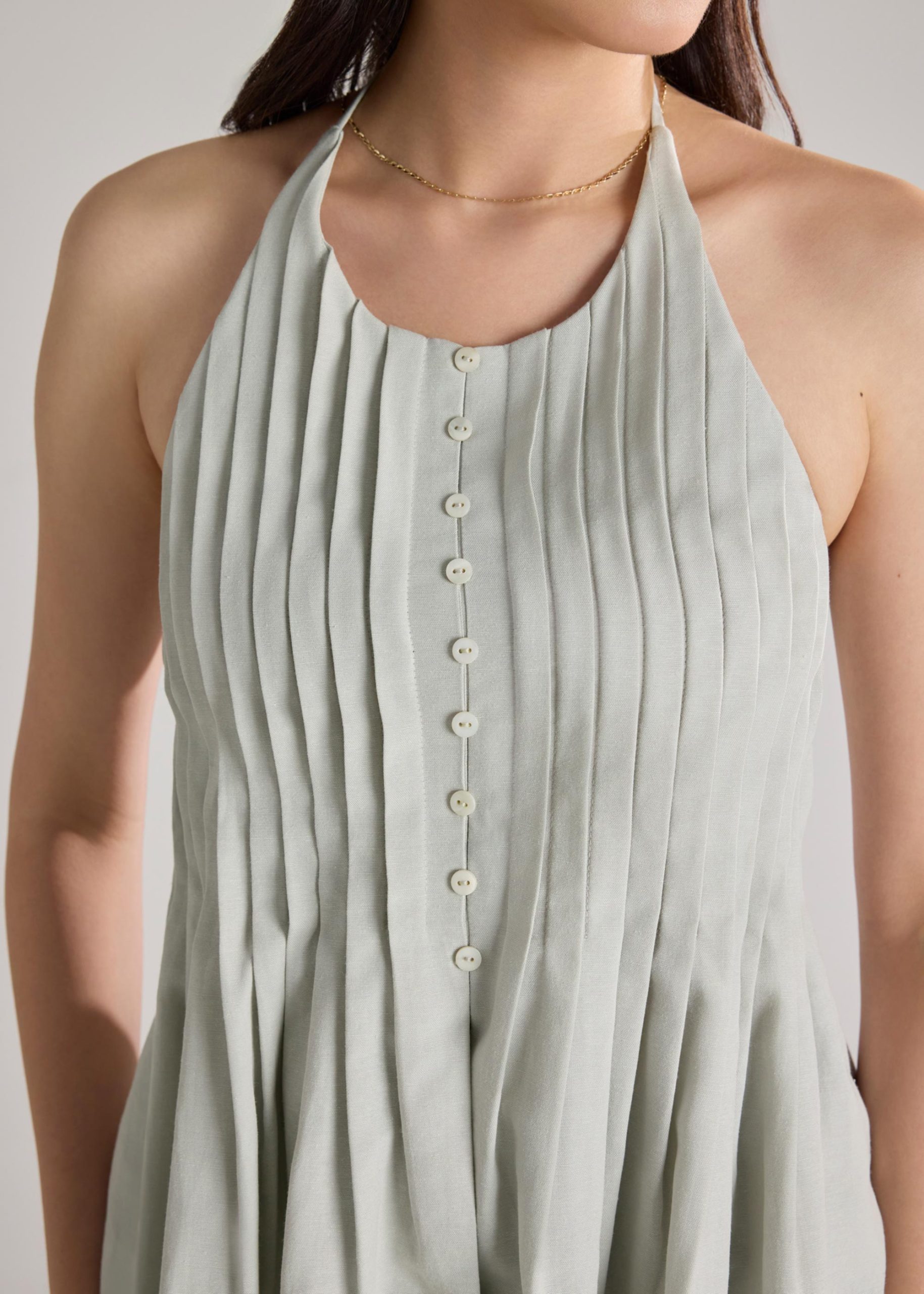 Pintuck Halter Peplum Top - Image 17