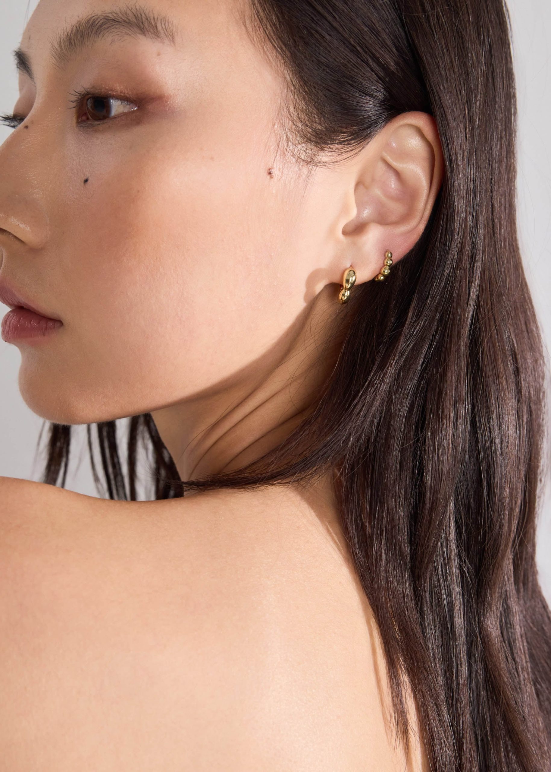 14K Gold Plated Hoop Earrings Set - Image 3
