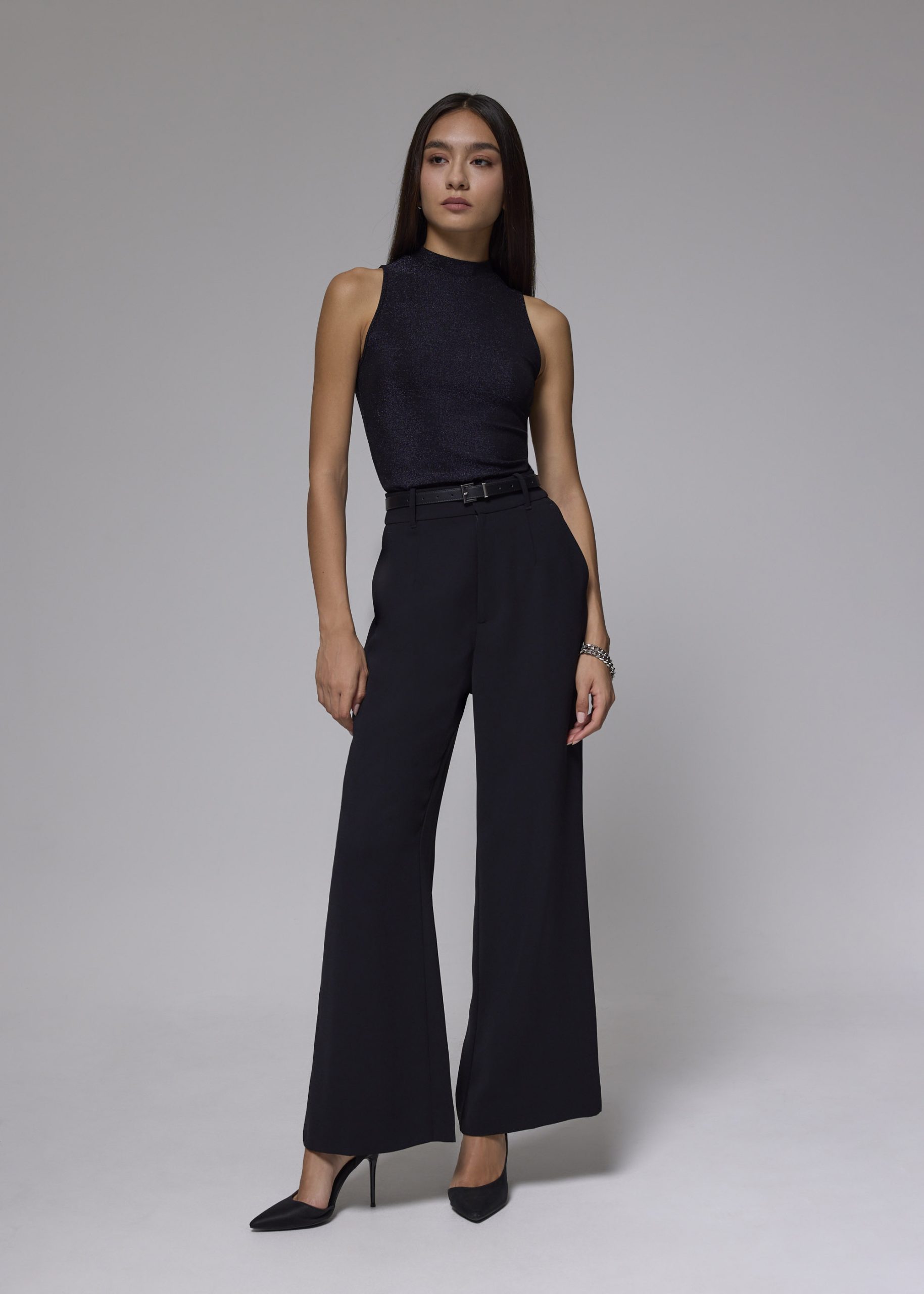 Fitted Jersey Mock Neck Top - Image 12
