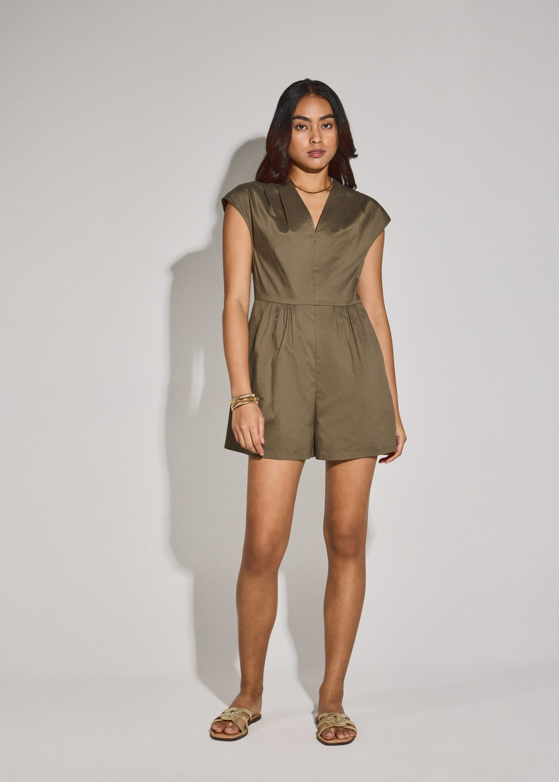 Cotton V-Neck A-Line Romper - Image 11