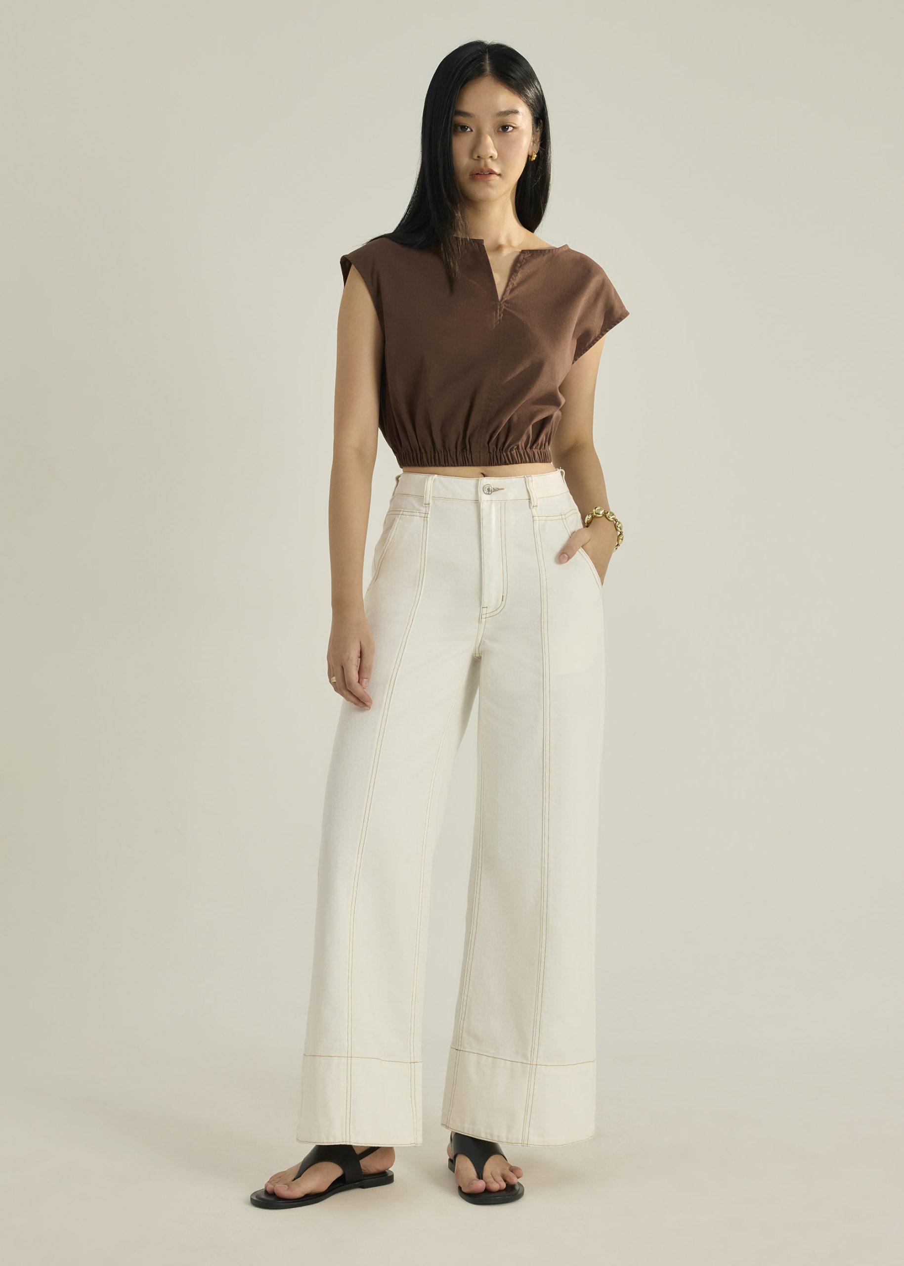 Leggy??Denim Panelled Wide Leg Jeans - Image 3