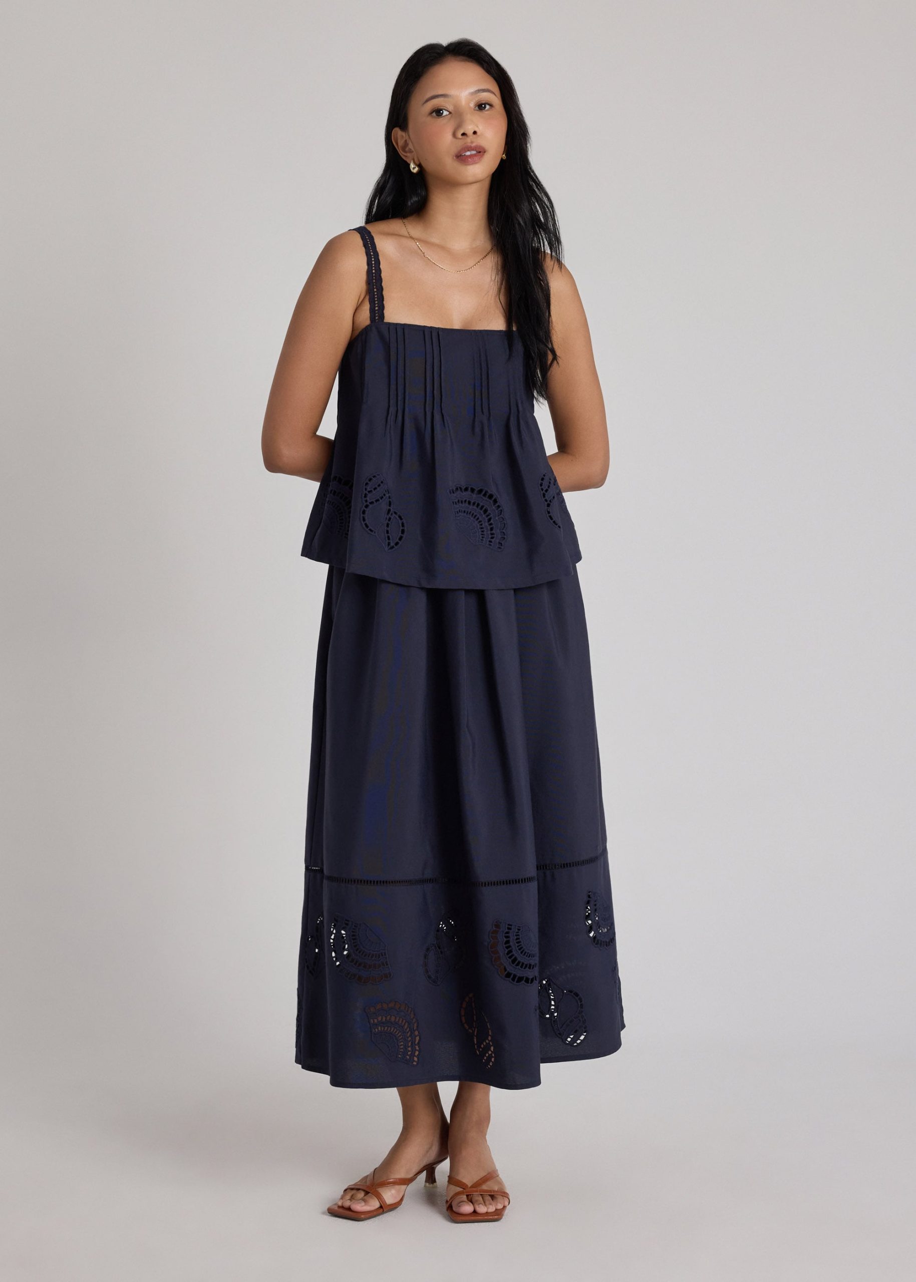 Flare Skirt in Tidal Escape Broderie