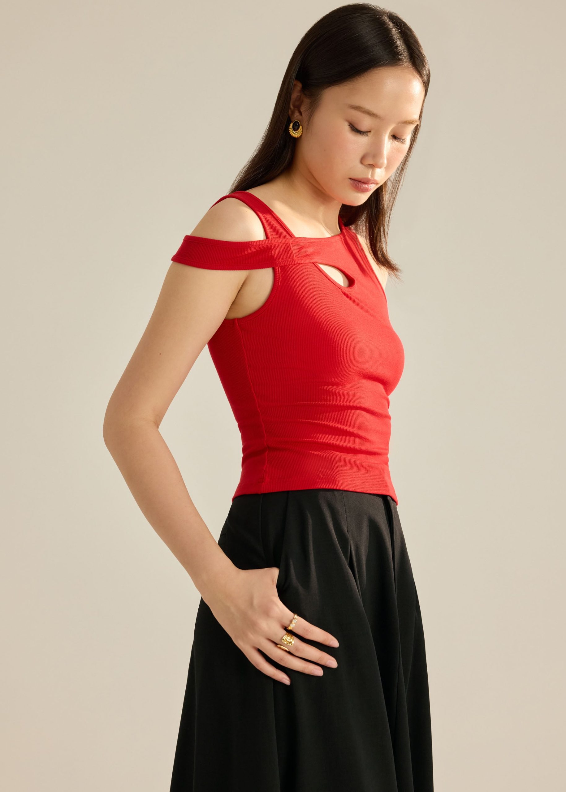 Jersey Asymmetric Cut Out Tank - Image 11