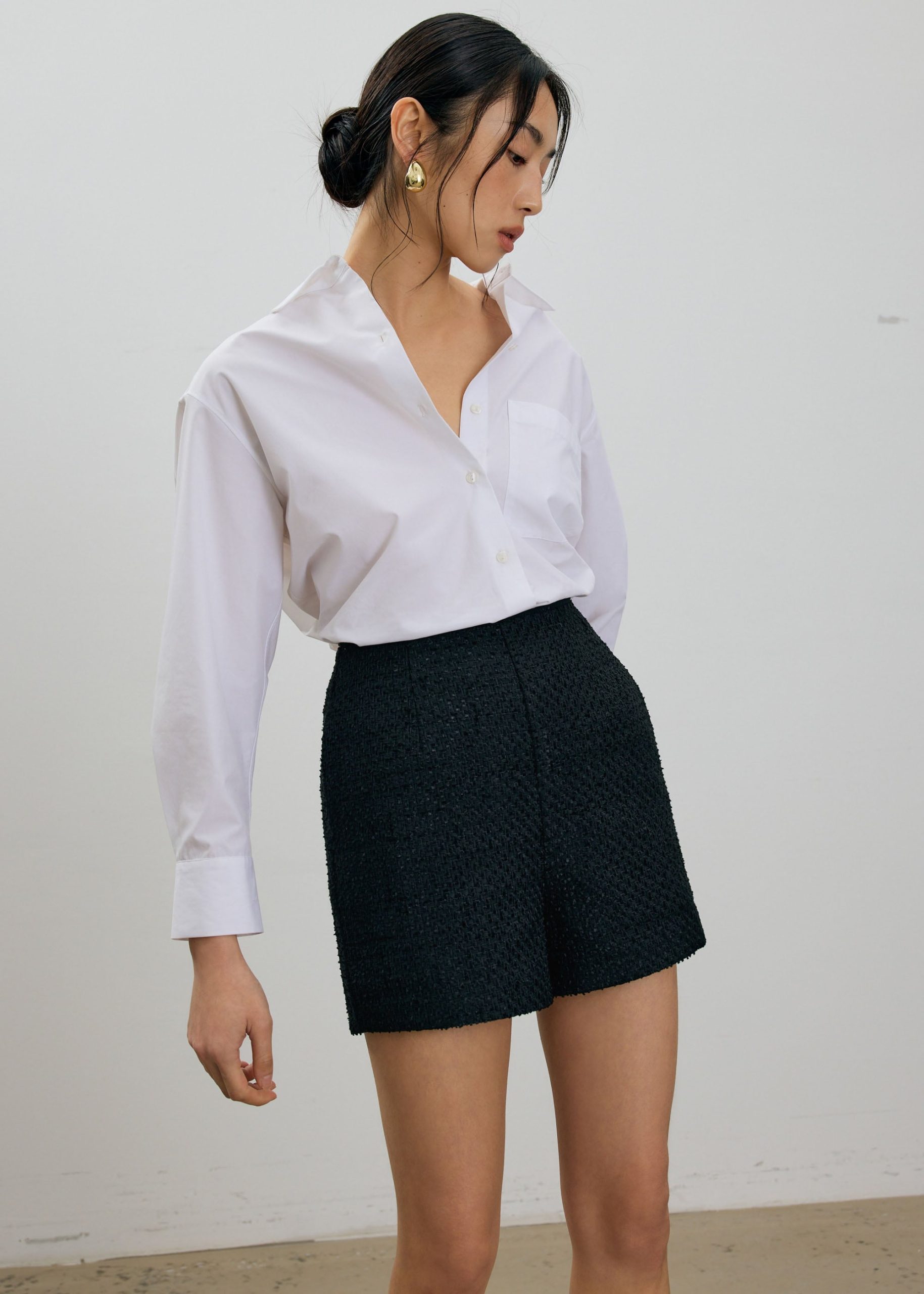 Fumiko Ribbon Tweed High Waist Shorts - Image 6