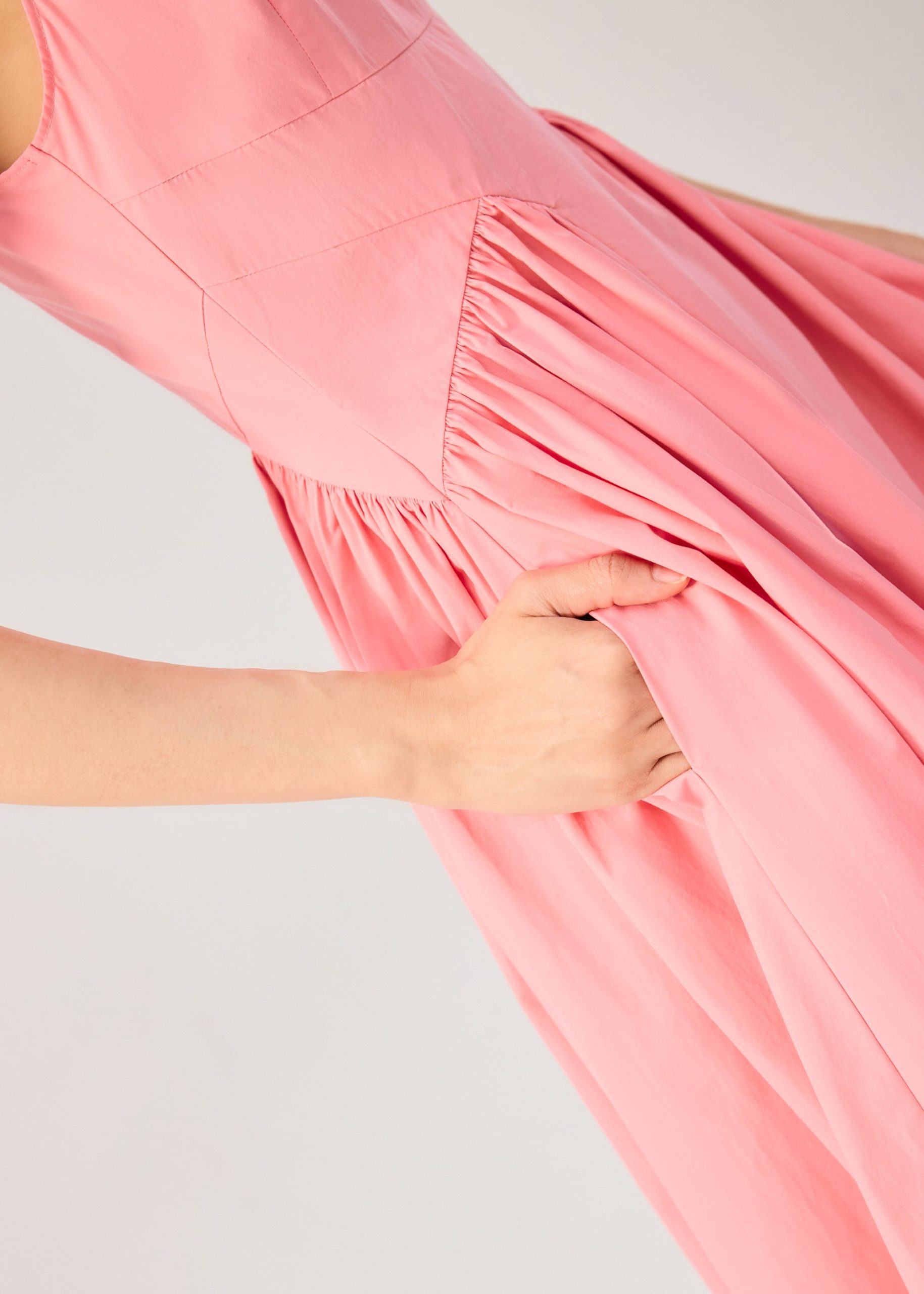 Elastic Strap Cotton Straight Neck Fit & Flare Maxi Dress - Image 8