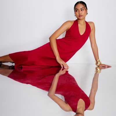 Halter Neck A-Line Midaxi Dress