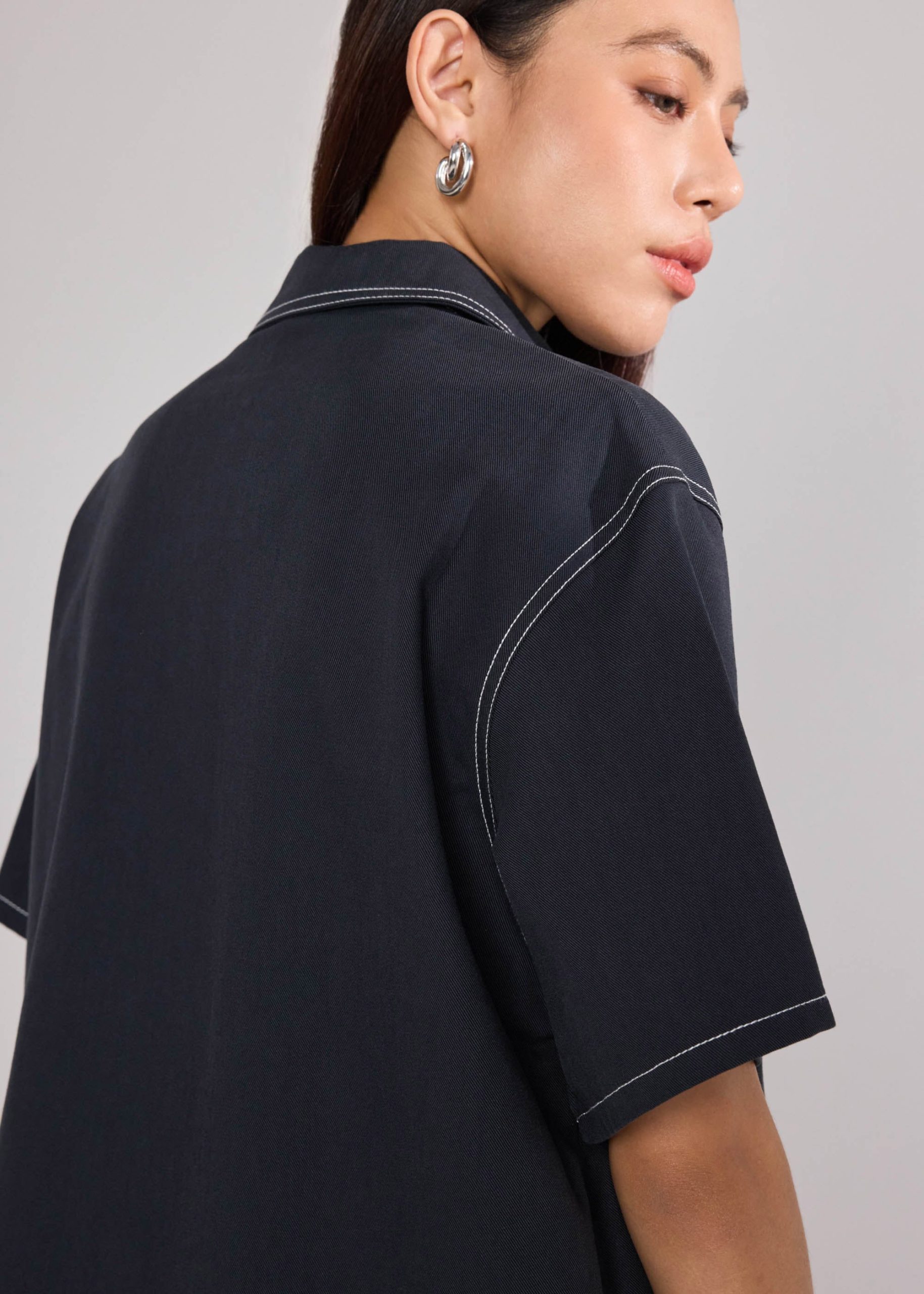 Contrast Stitch Oversized Shirt - Image 5