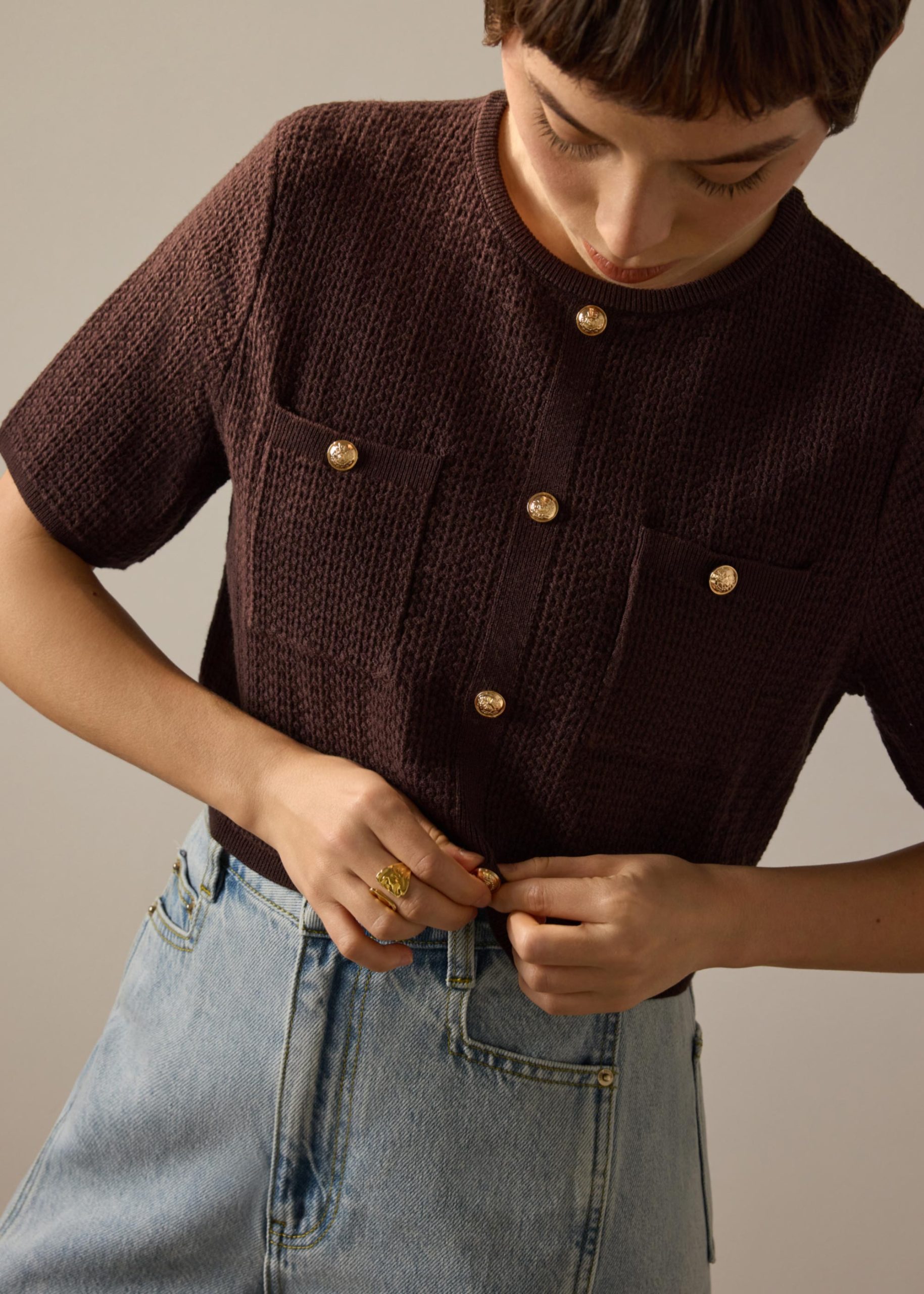 Yoko Textured Knit Boxy Top