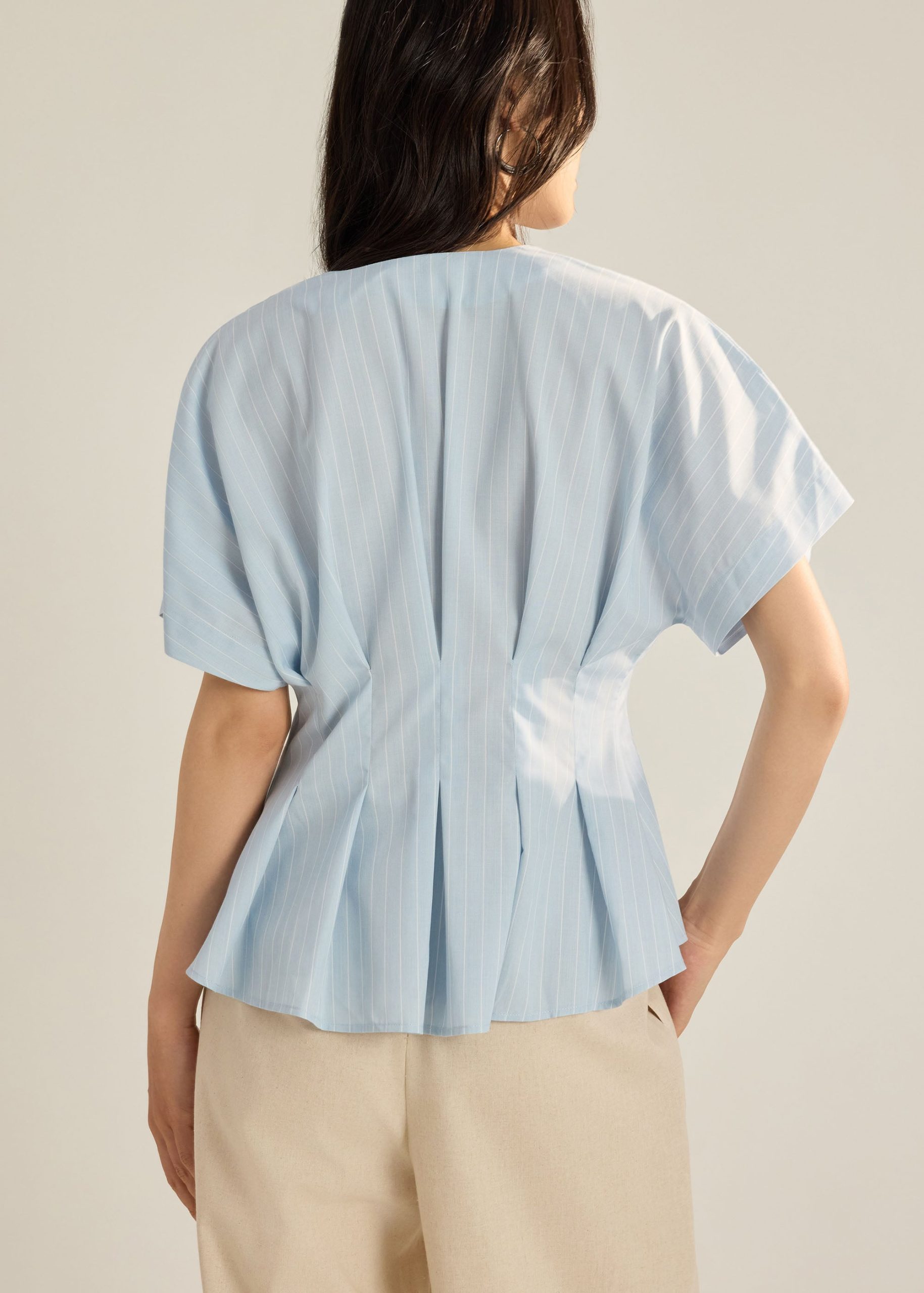 Elara Pinstripe V-neck Blouse - Image 3