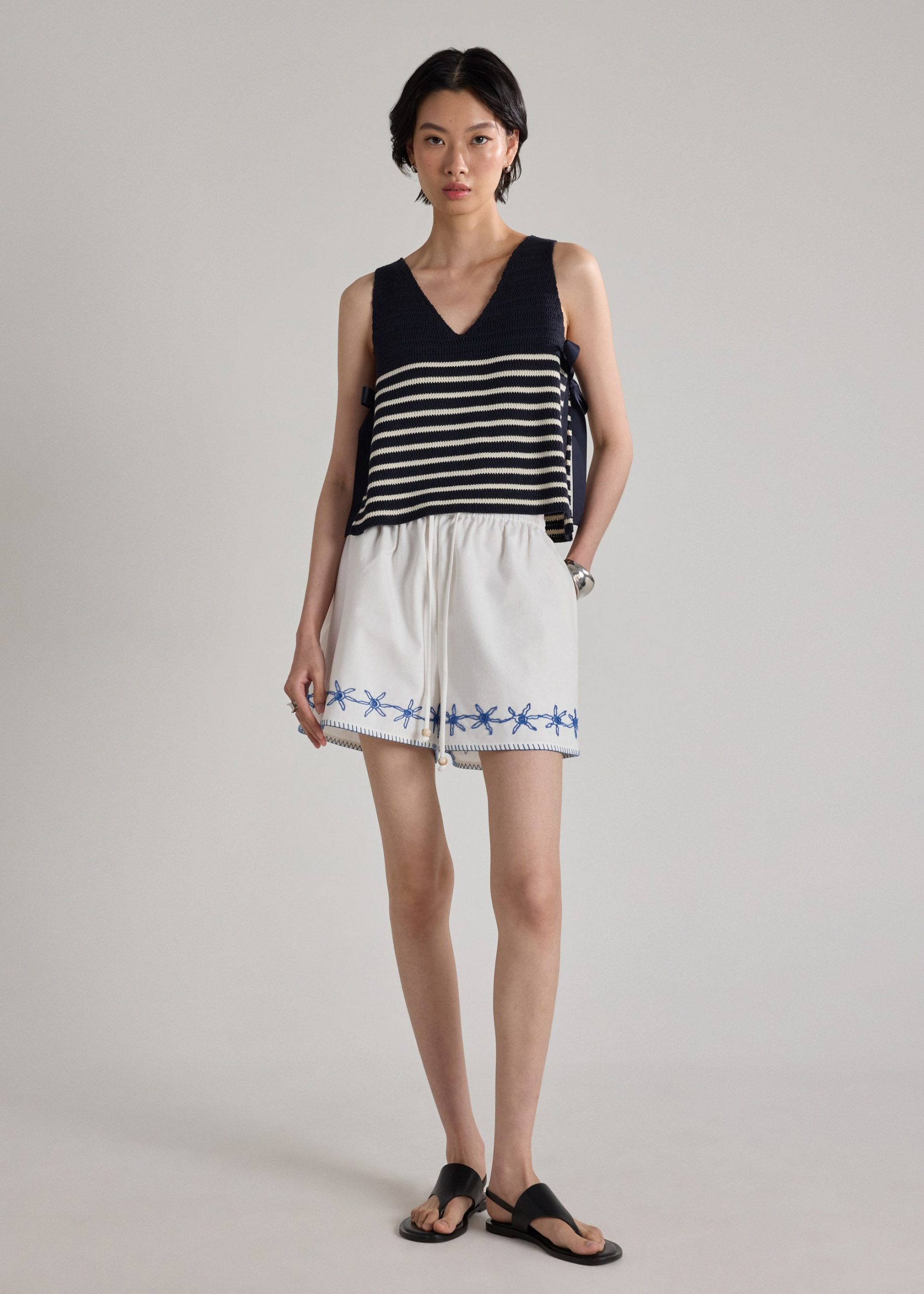 Multi-way Striped Knit Side Tie Top - Image 7