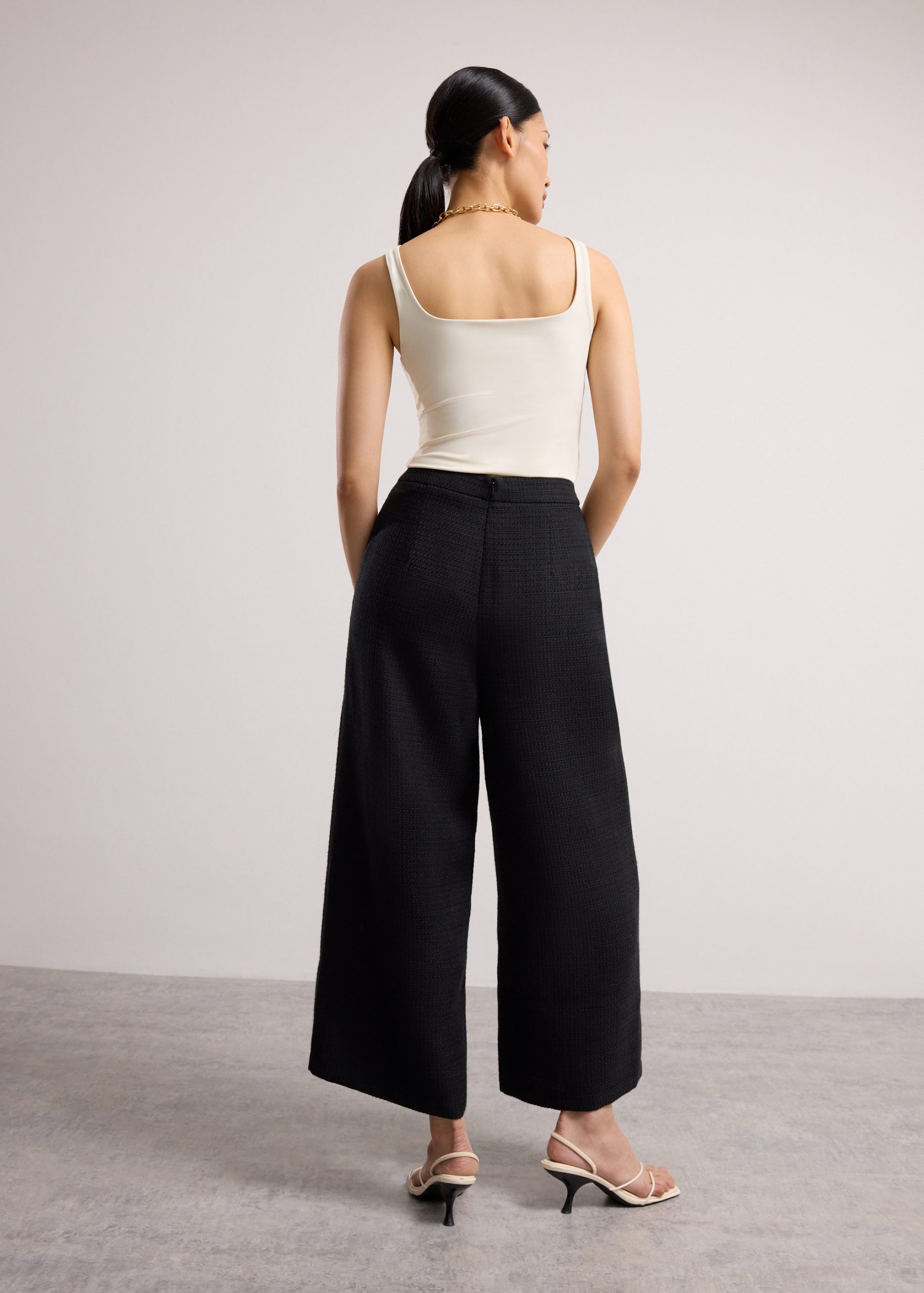 Lia Tweed High Waist Wide Leg Culottes - Image 6