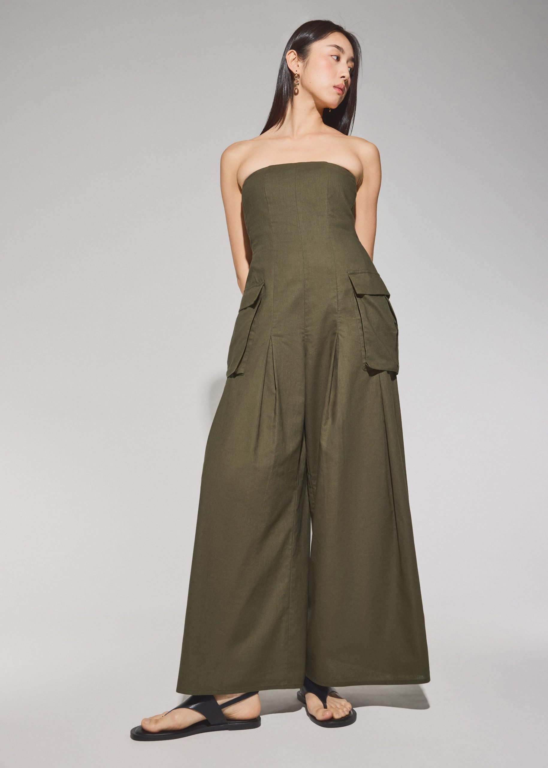 BraFree by LB Linen Cargo Tube Jumpsuit - Image 8
