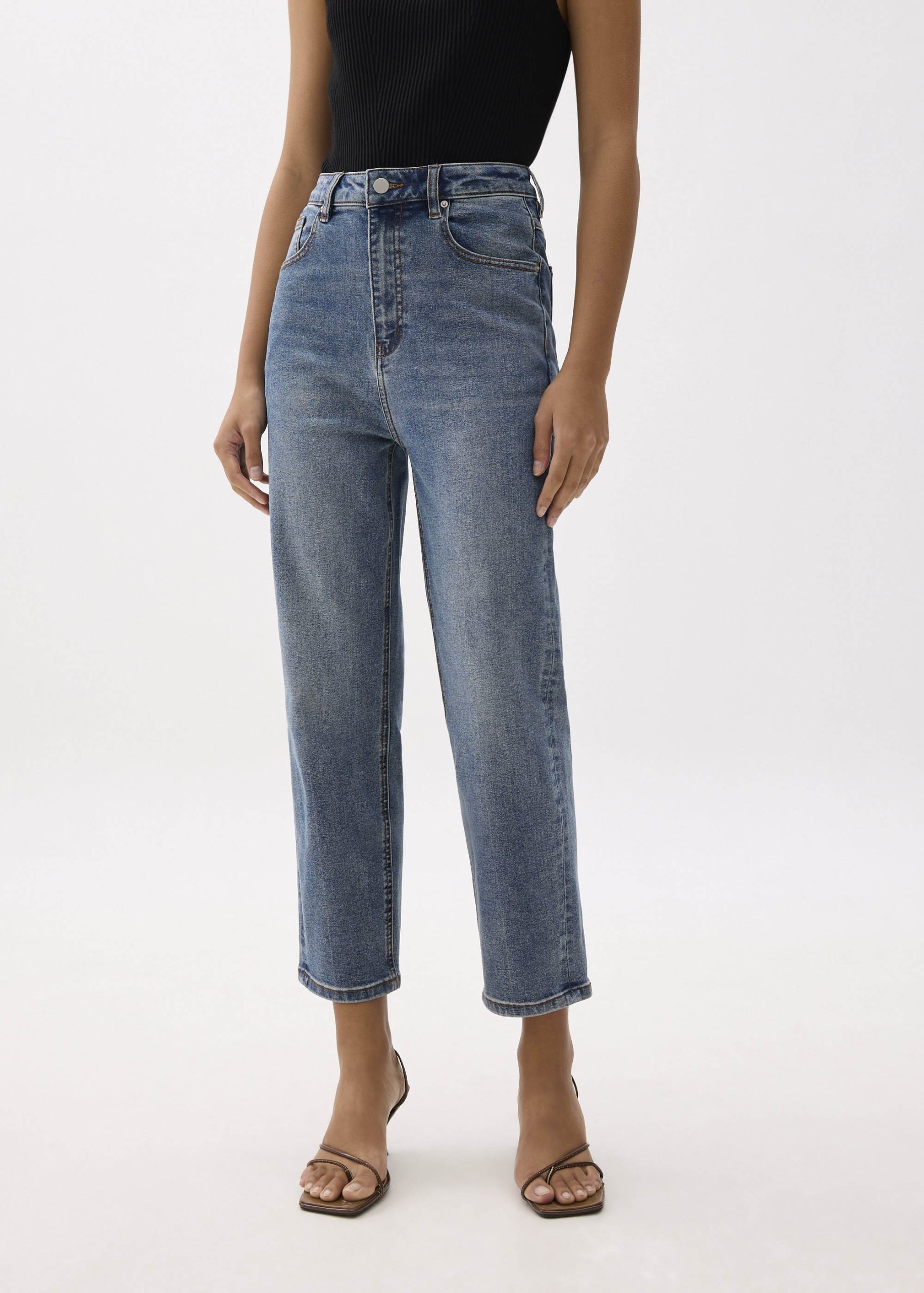 Denim Ankle Length Straight Leg Jeans - Image 7