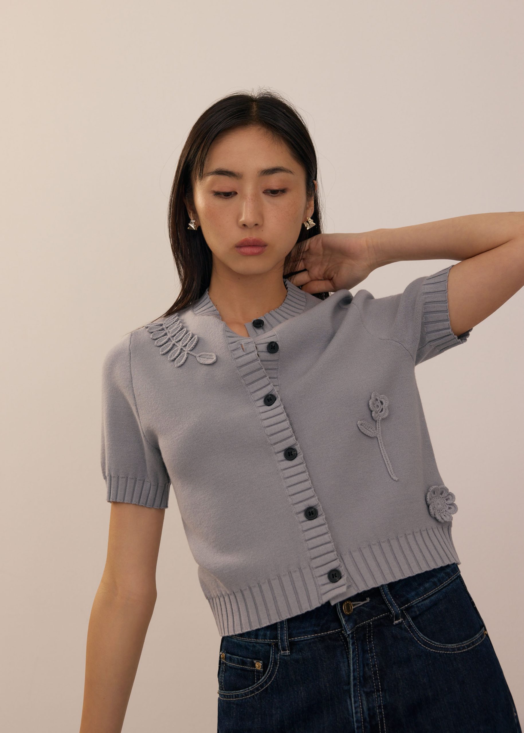 Knit Puff Sleeve Cardigan - Image 13