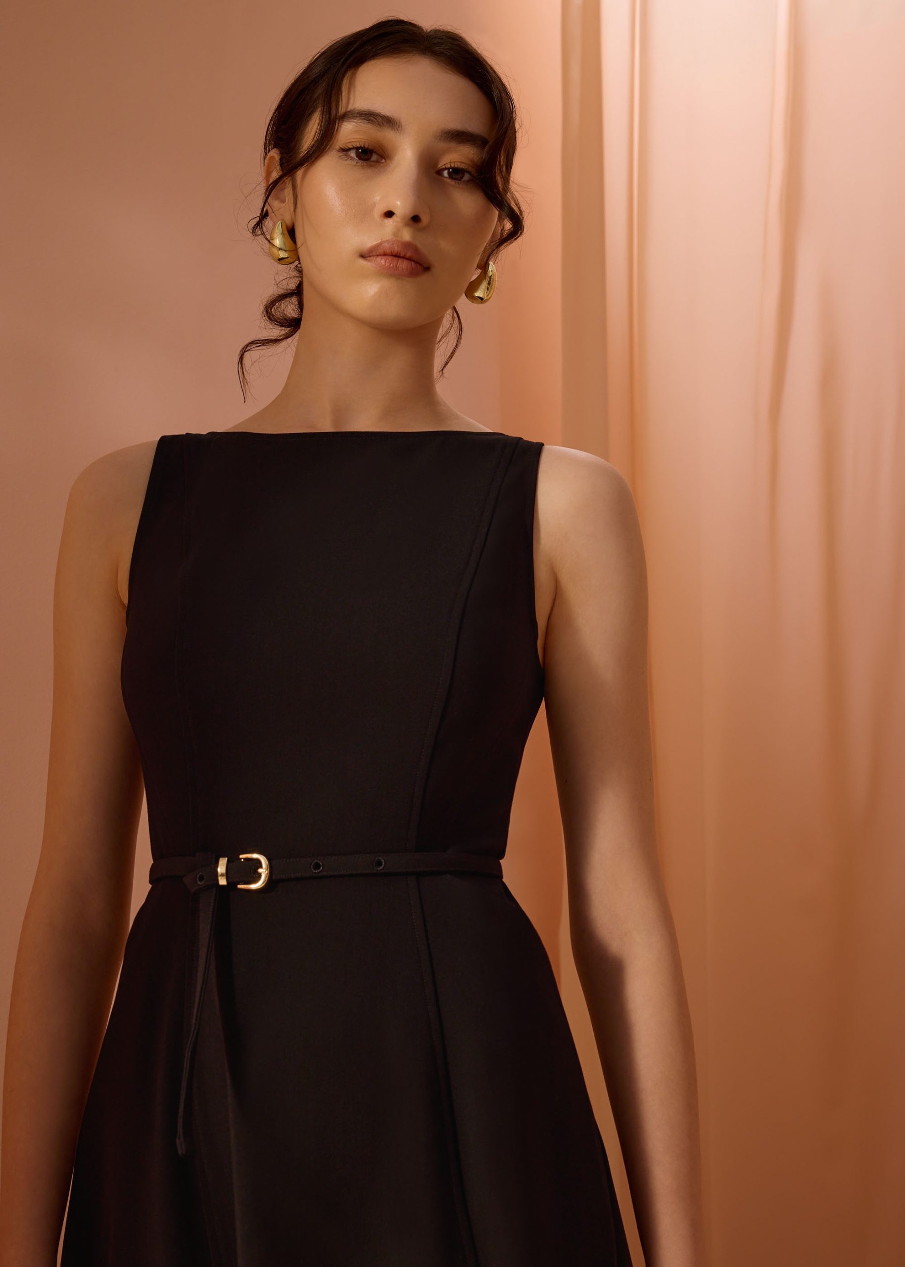 Ling Belted Boat Neck Fit & Flare Midaxi Dress - Image 4