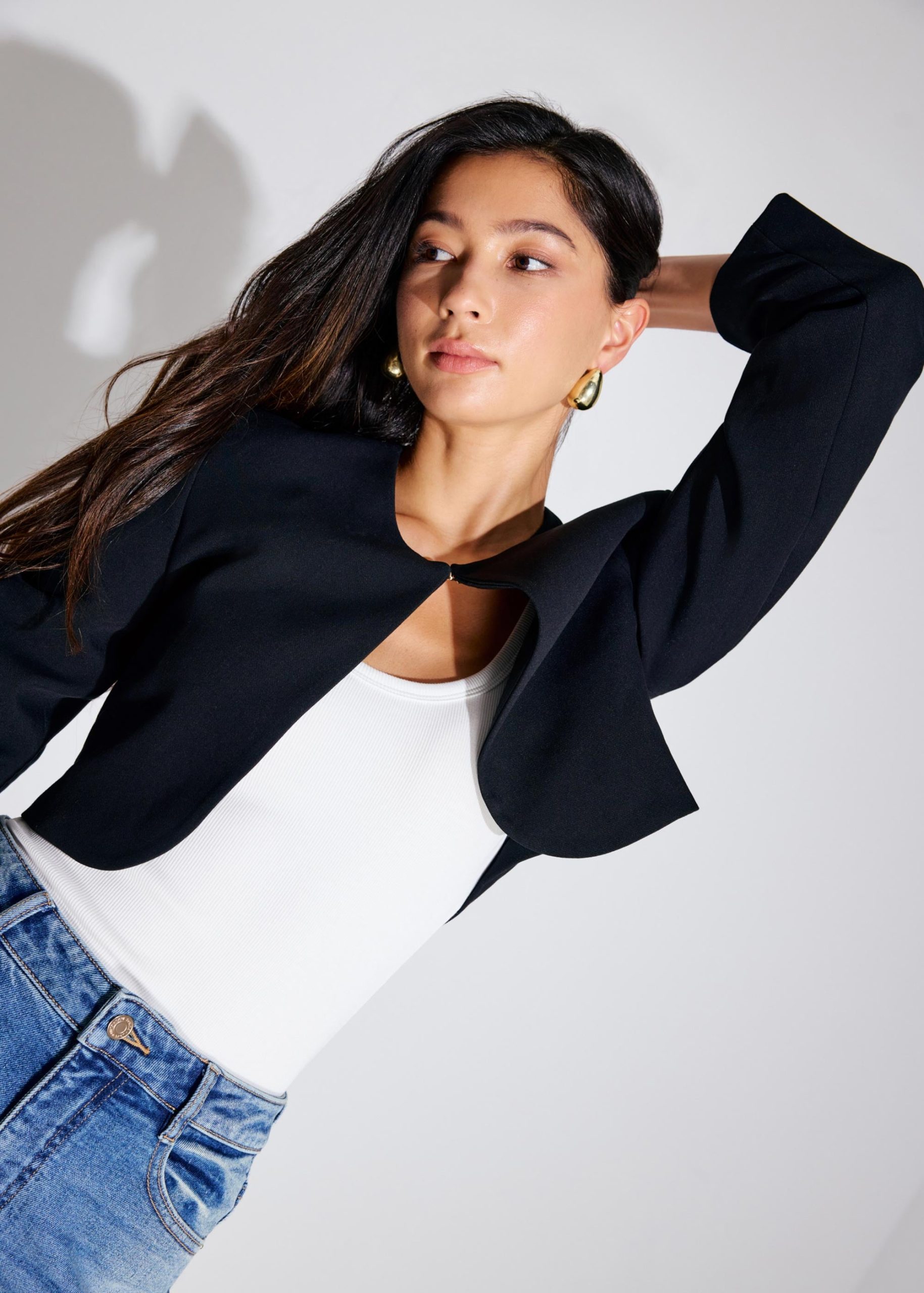 RuchedReady® Boxy Fumiko Round Neck Crop Jacket - Image 8