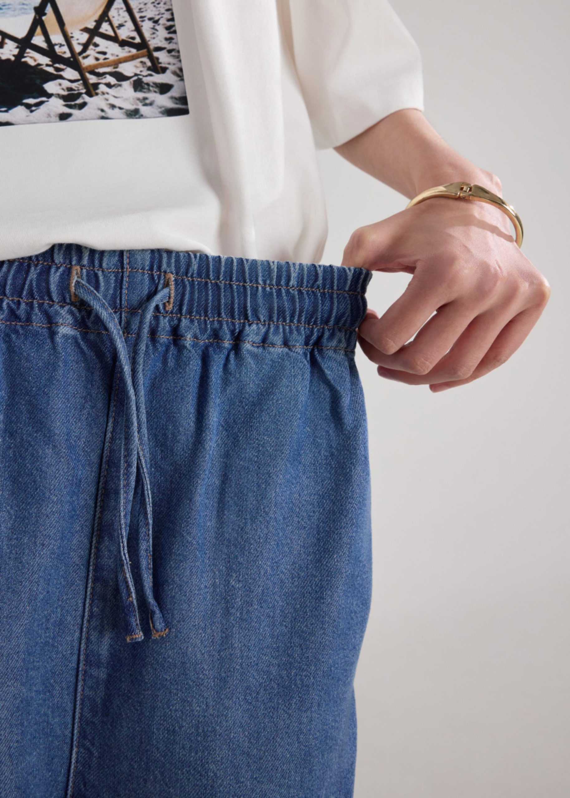 Demi Lyocell Chambray Drawstring Shorts - Image 11