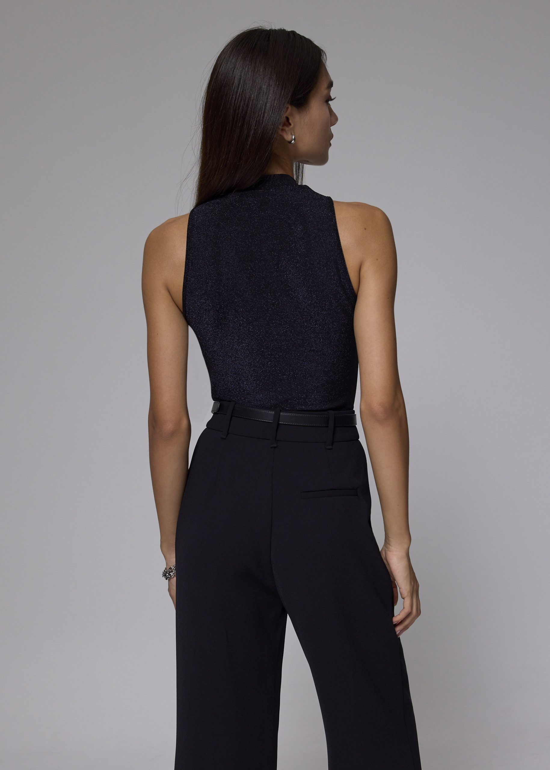 Fitted Jersey Mock Neck Top - Image 15