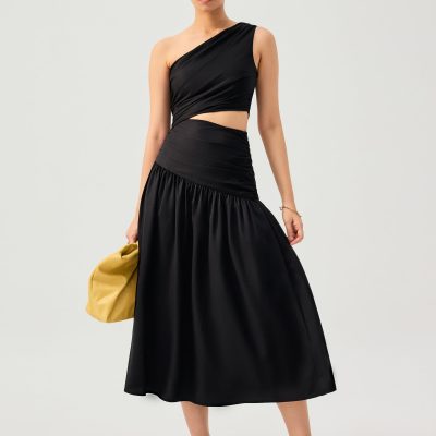 Lyocell Cut Out Toga Fit & Flare Maxi Dress