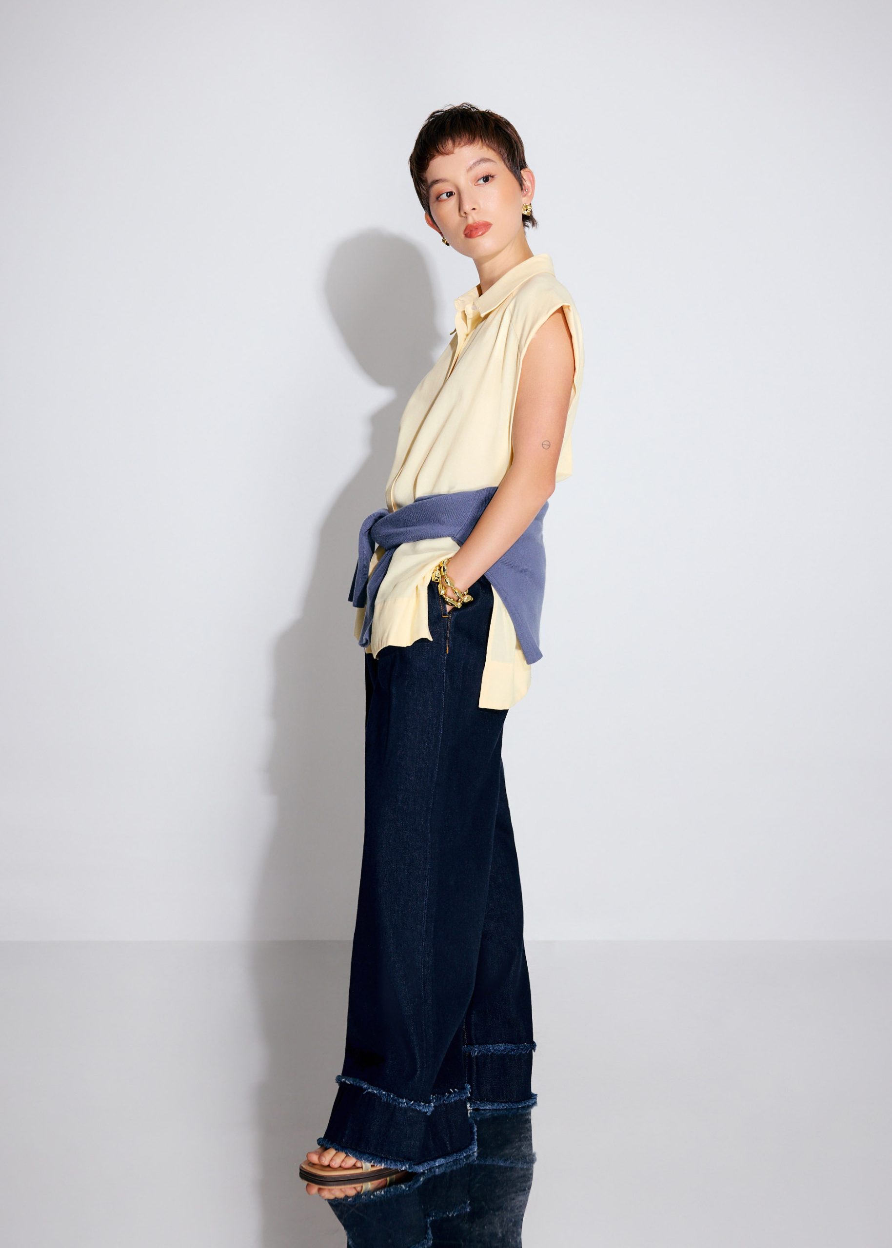 Relaxed Cotton Long Button Down Shirt - Image 17