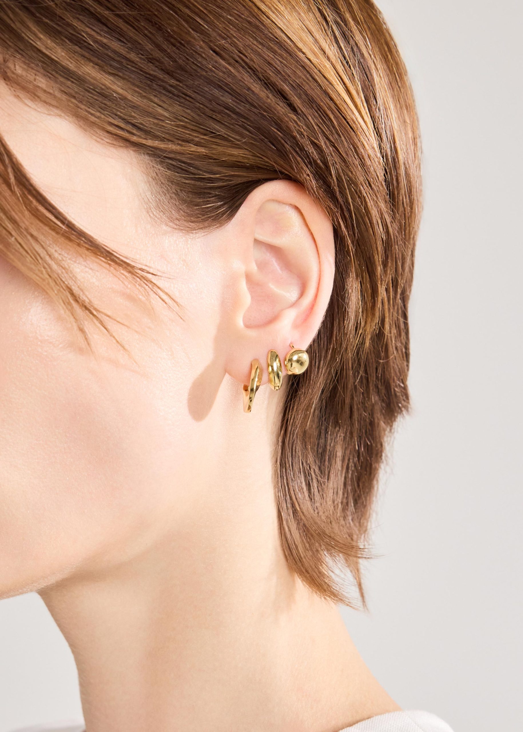 14K Gold Plated Chunky Earrings Set - Image 2