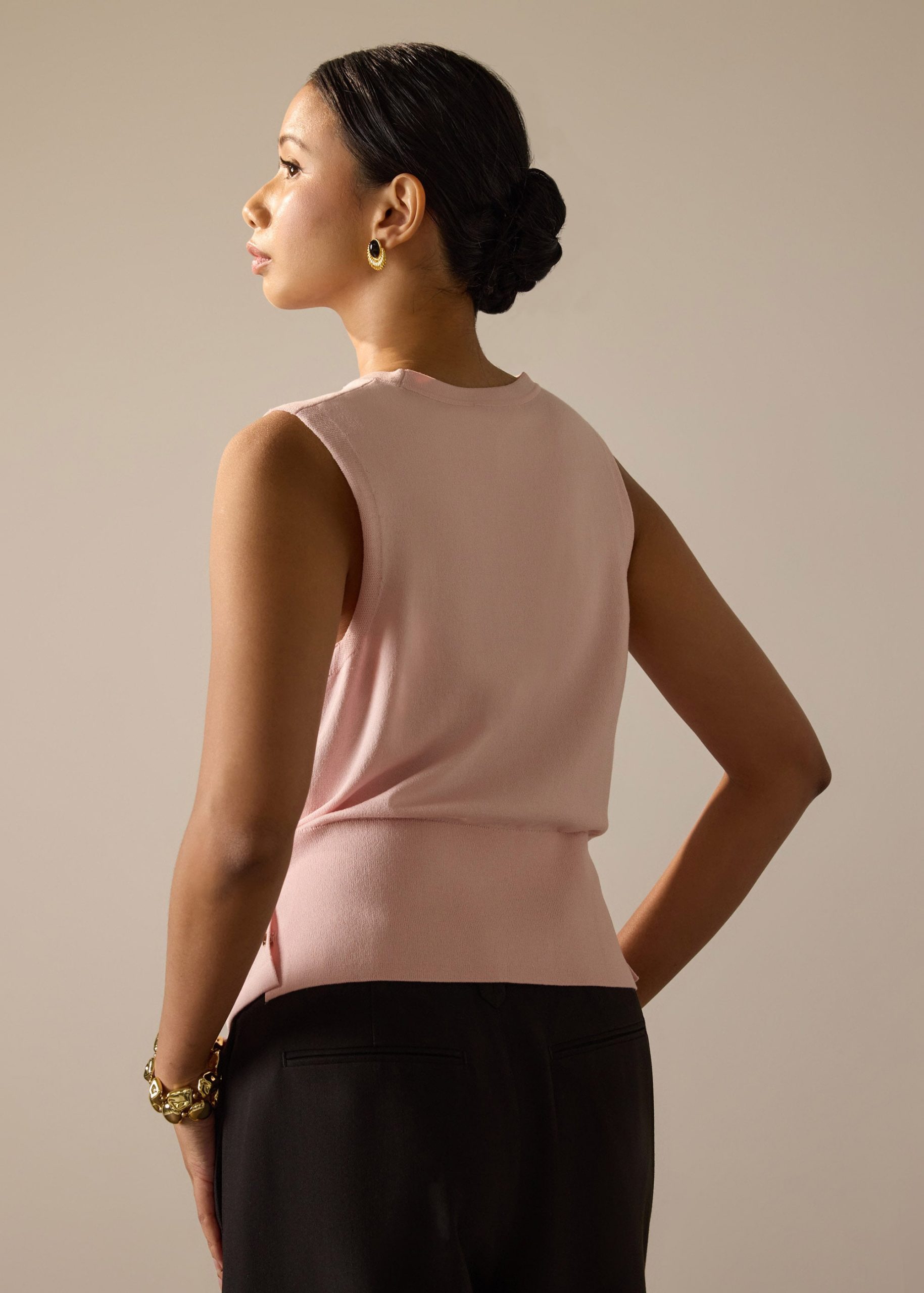 Tasya Knit Cross Over Round Neck Tank Top - Image 9