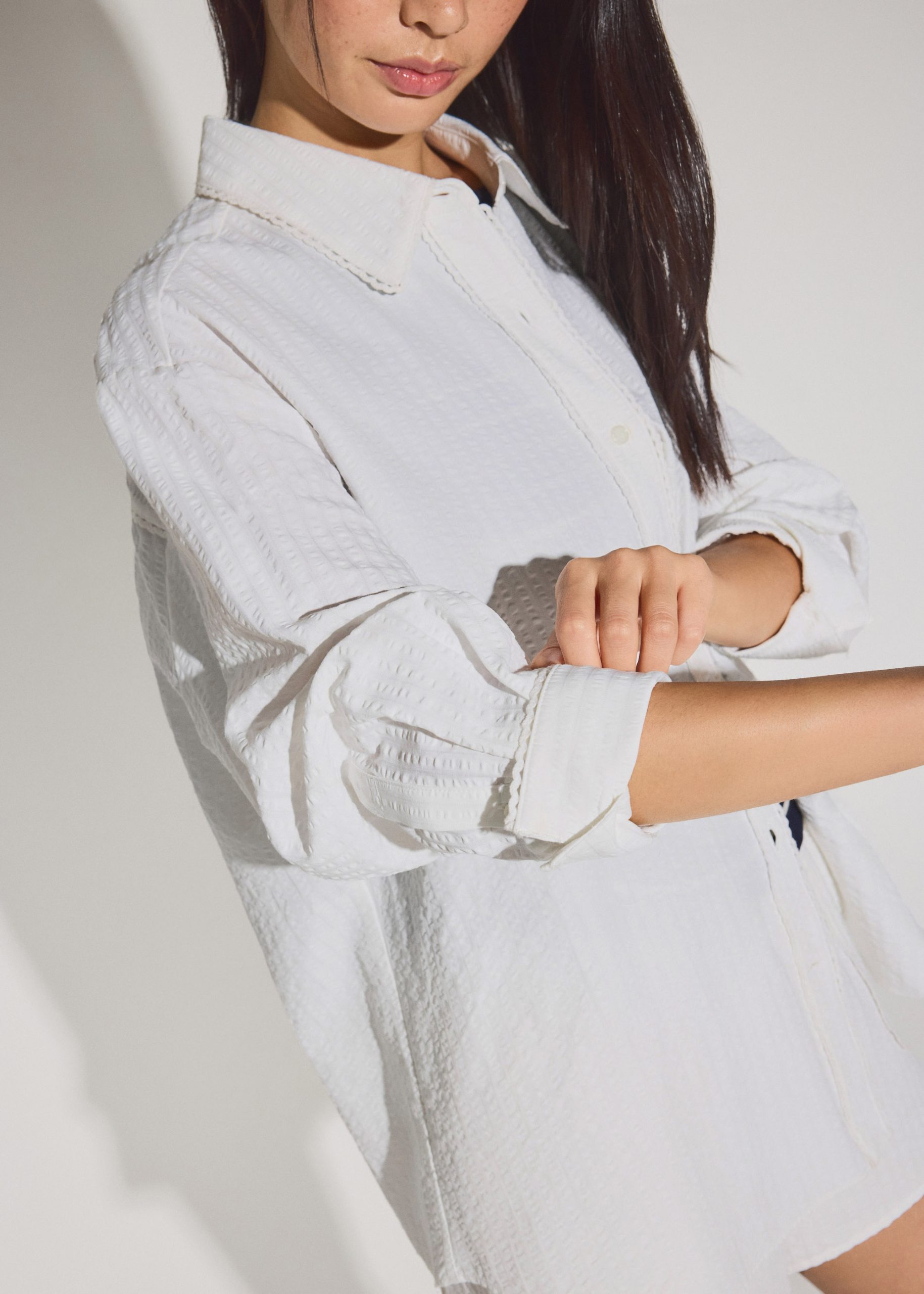 RuchedReady® Relaxed Striped Cotton Scallop Trim Shirt - Image 3