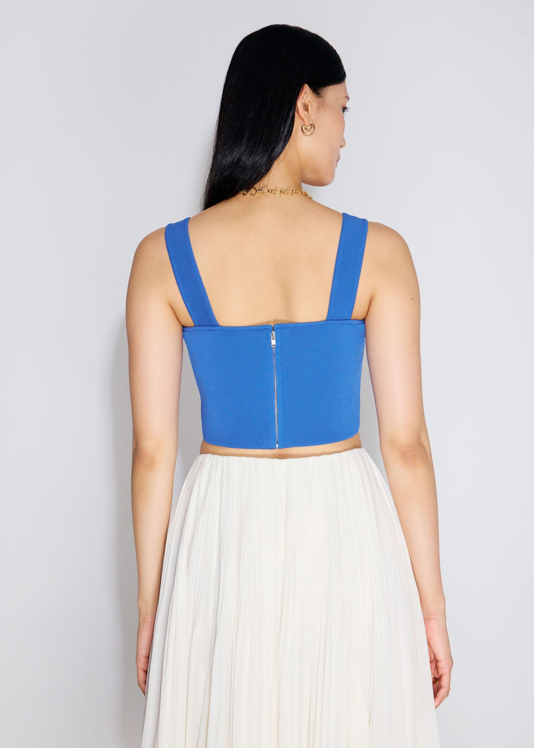 Knit Square Neck Fitted Crop Bustier Top - Image 11