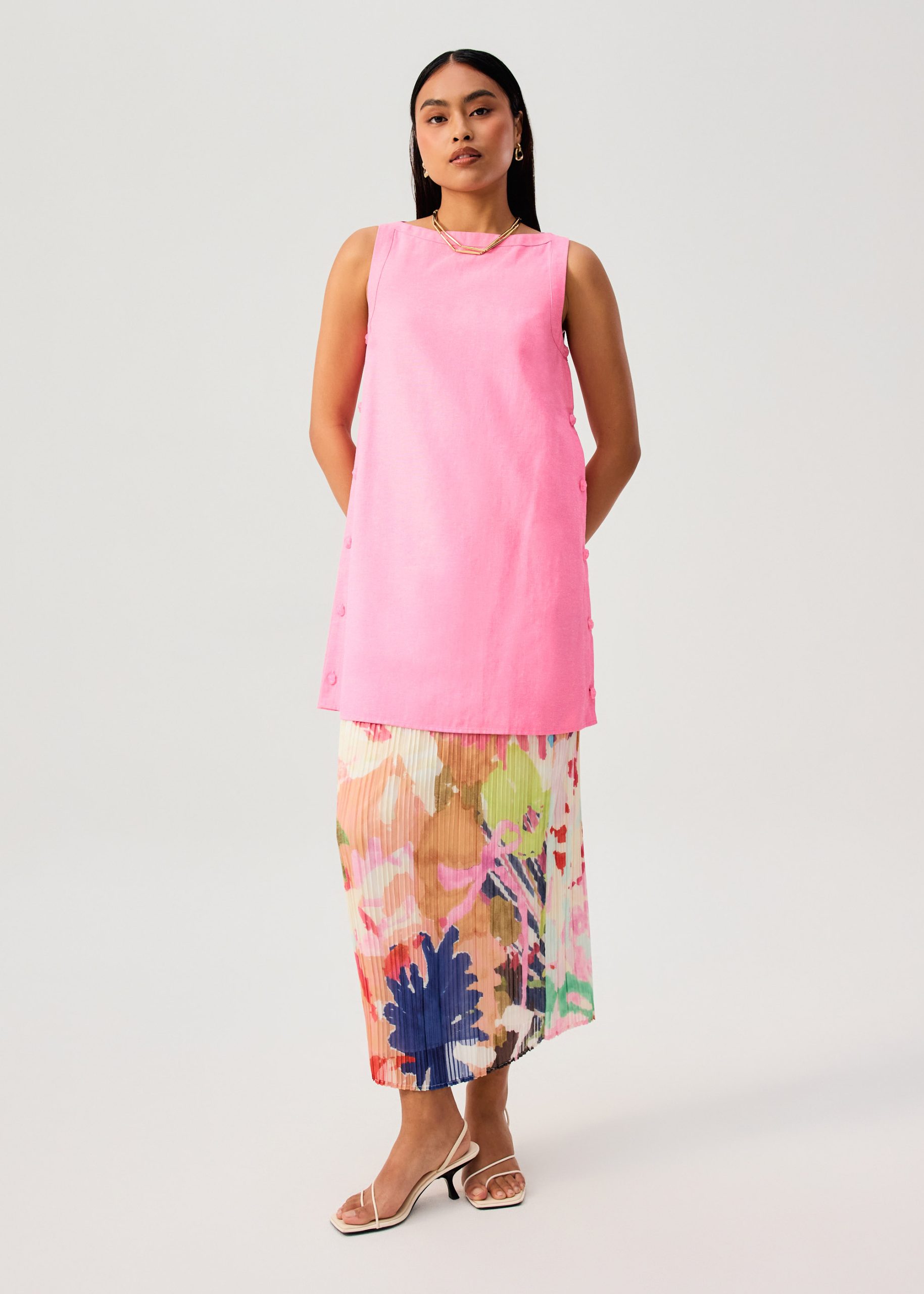 Cotton Boat Neck Shift Mini Dress - Image 3