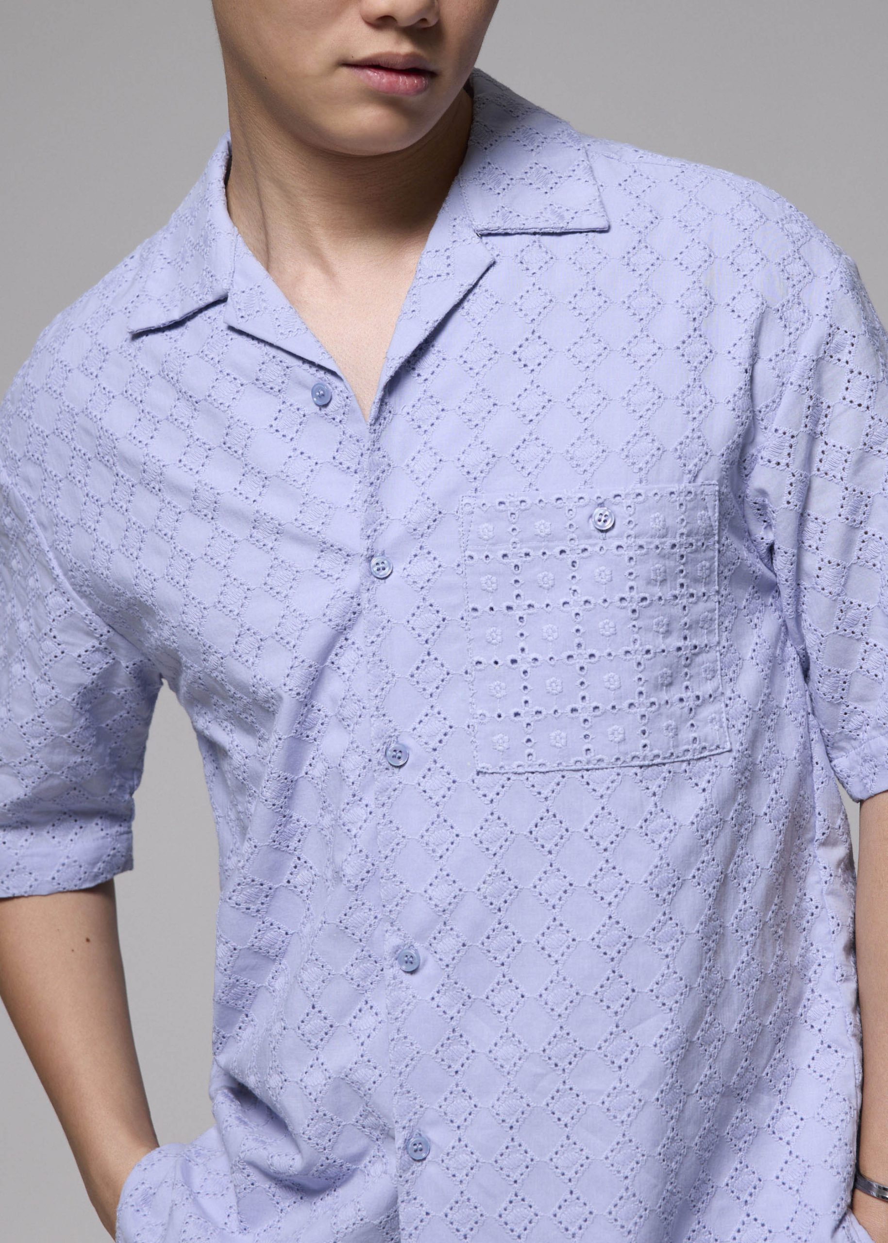 Men's Broderie Relaxed Collared Shirt - Image 6