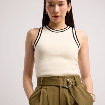 Sui Contrast Piping Knit Racerback Tank