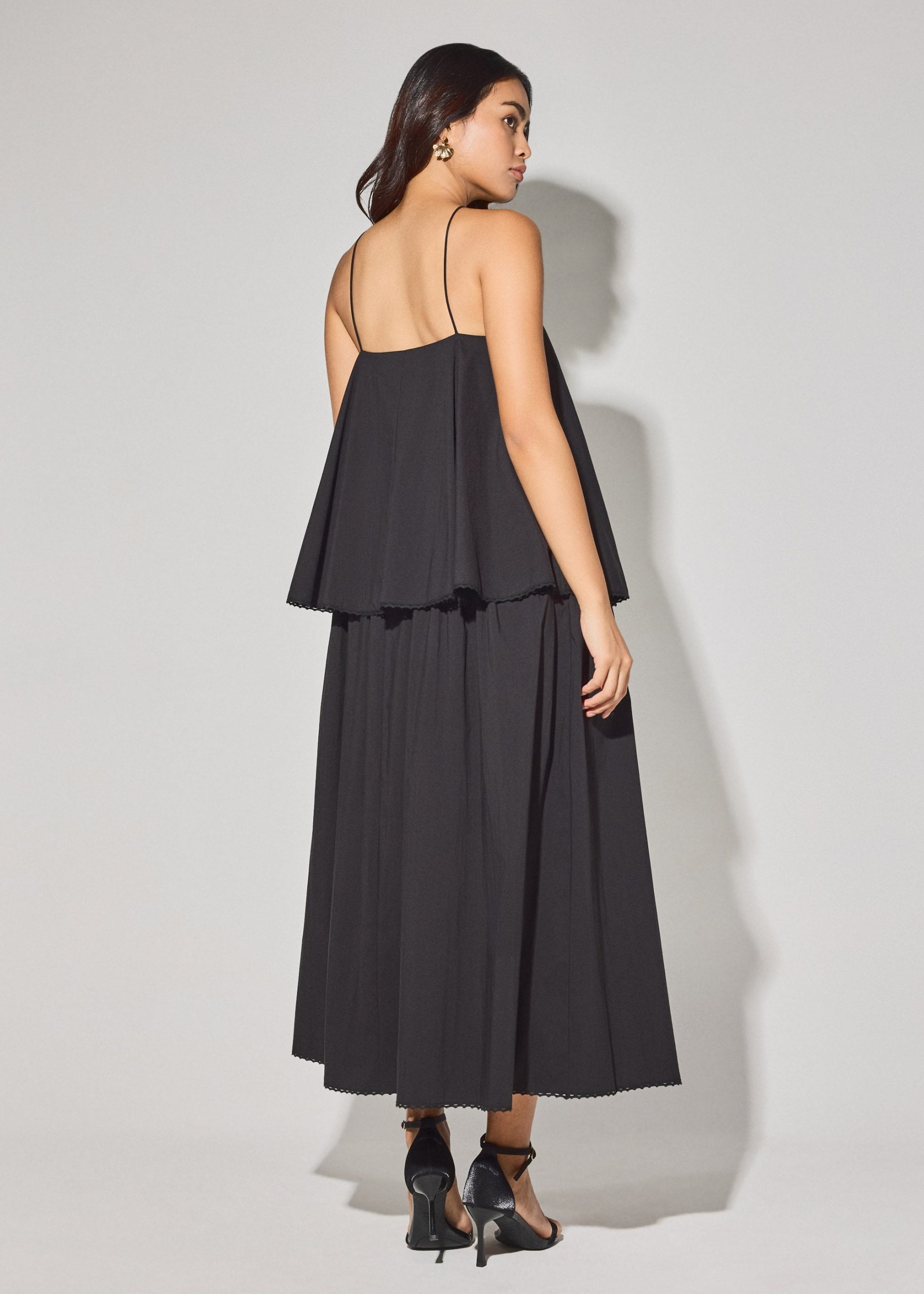 Cotton Tiered Halter Neck Trapeze Maxi Dress - Image 6