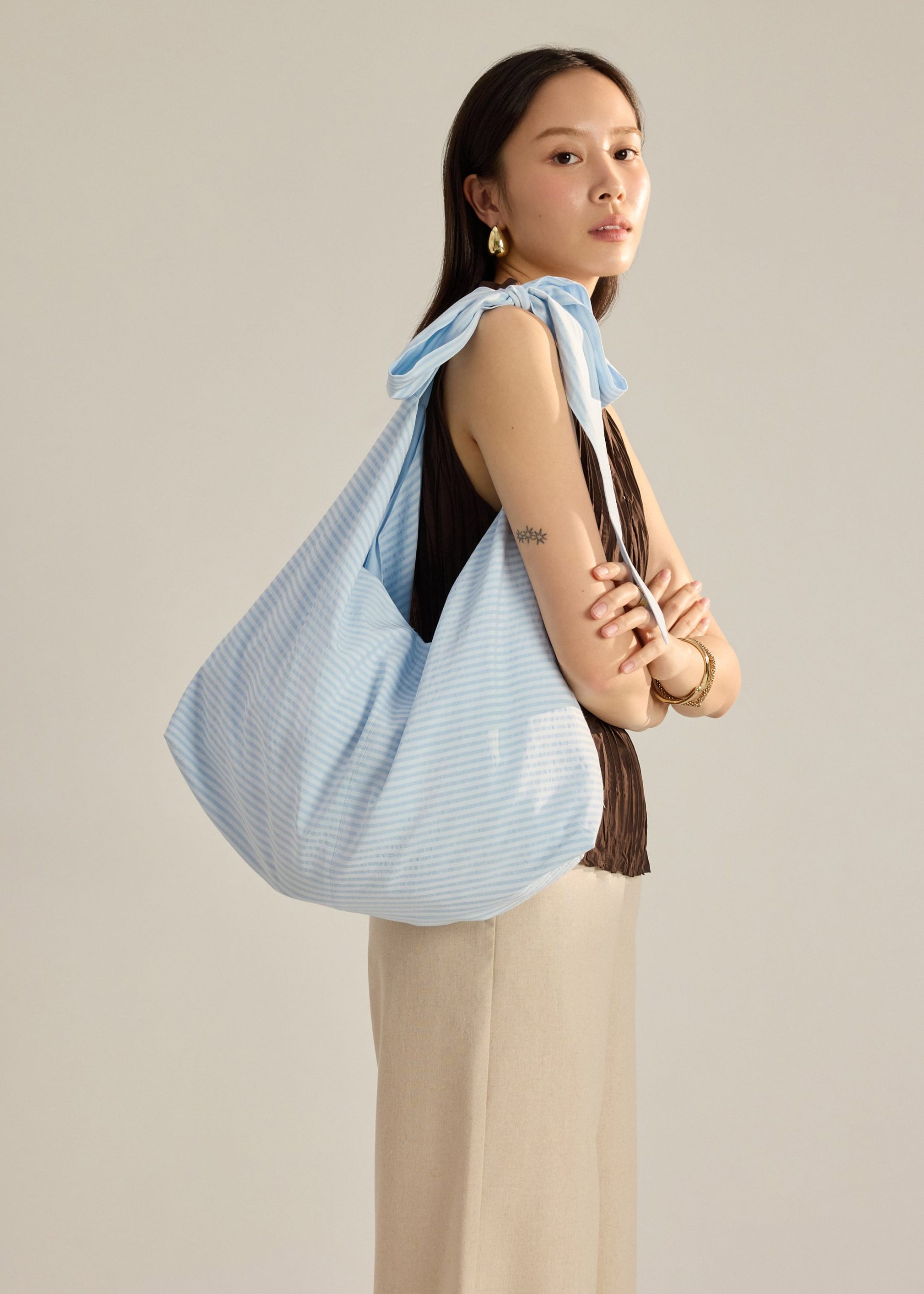 Striped Adjustable Tote Bag