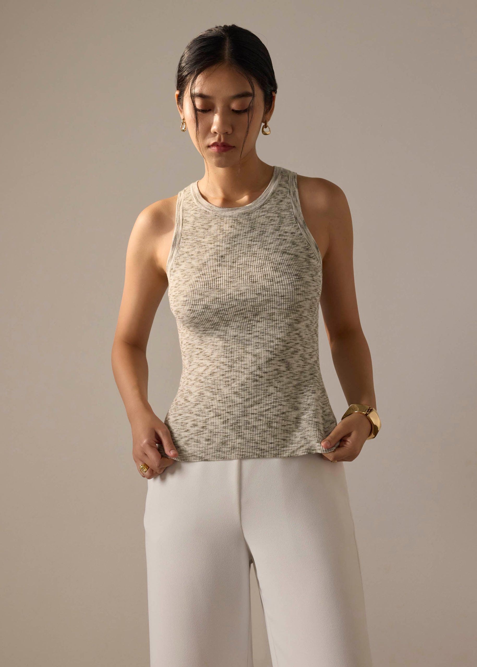 Duo Tone Knit Fitted Tank - Image 3