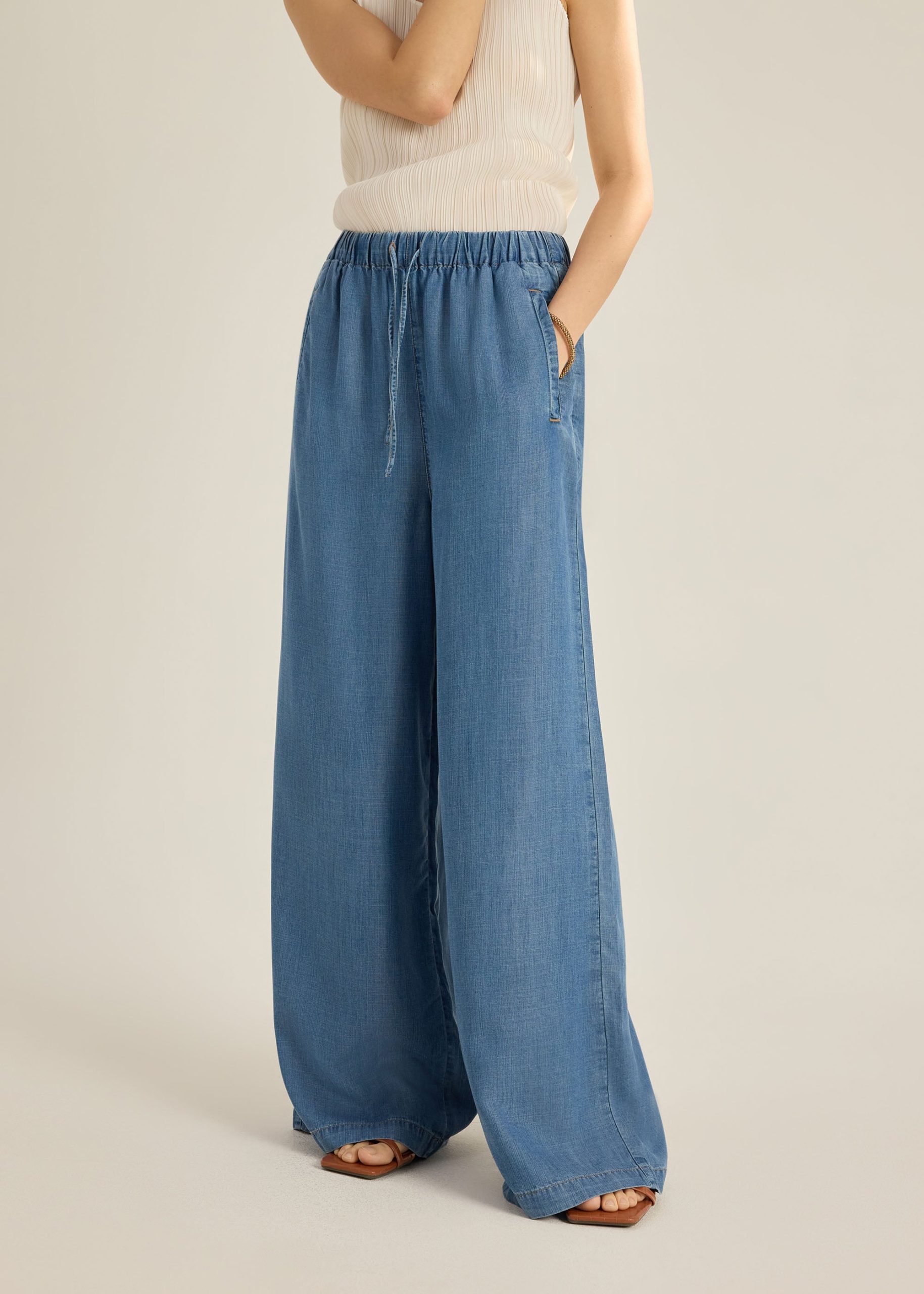 Ayu Lyocell Chambray Wide Leg Pants - Image 9