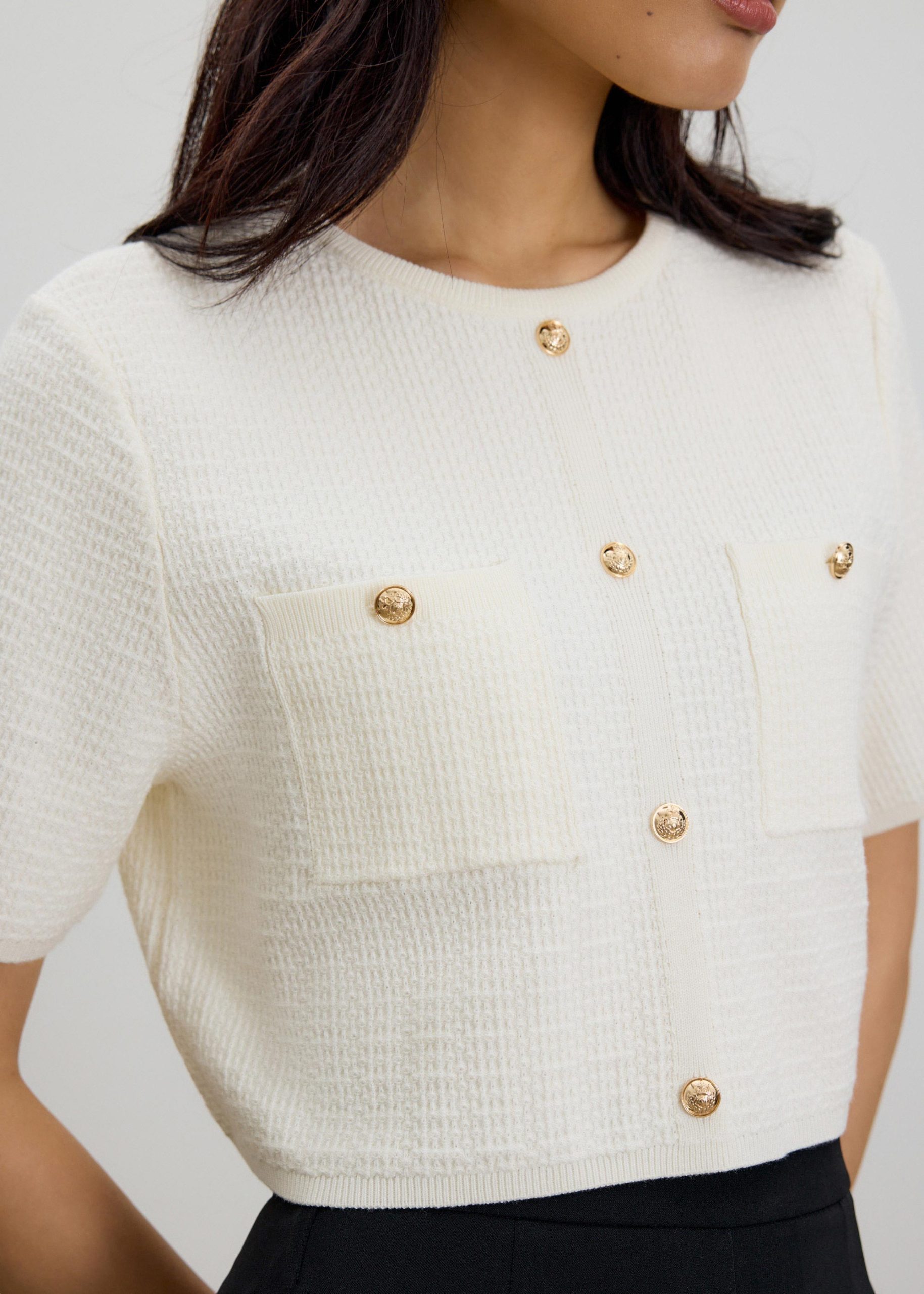 Yoko Textured Knit Boxy Top - Image 9