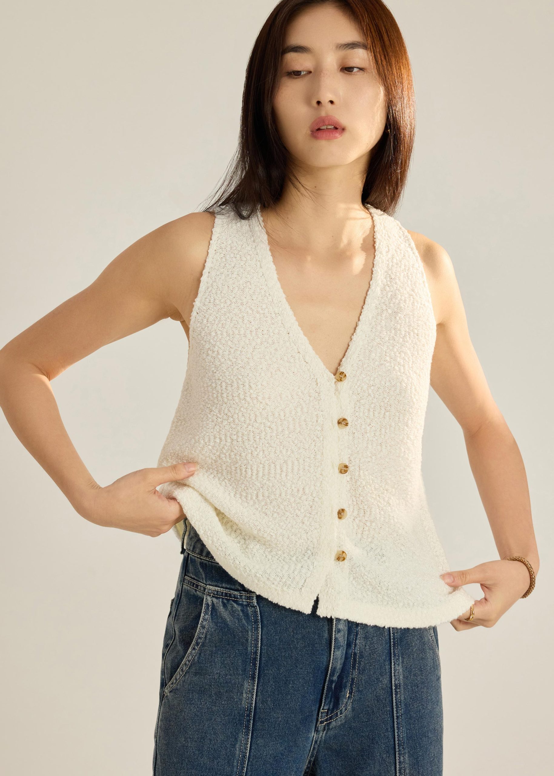 Boucle Knit Vest Top