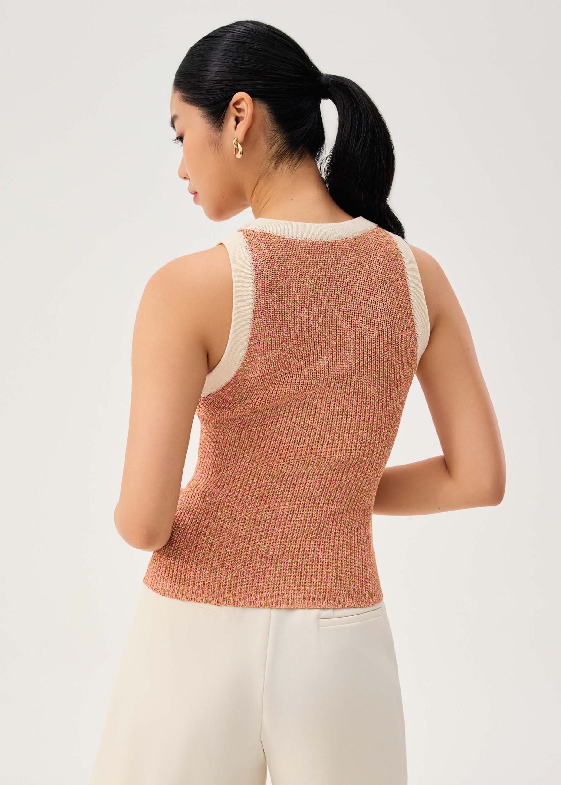 Contrast Piping Knit Racerback Tank - Image 5