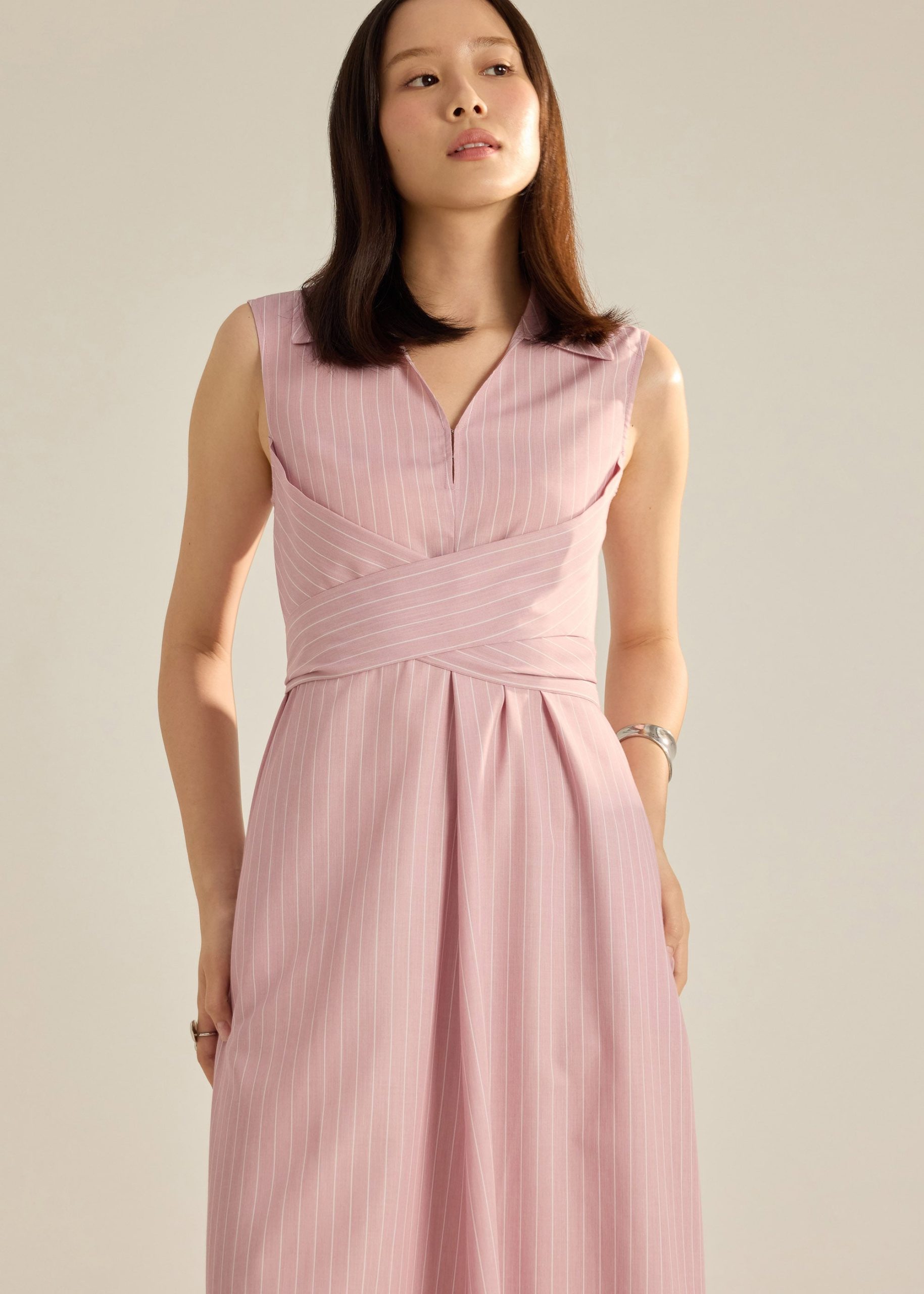 Leela Pinstripe Fit & Flare Dress - Image 3