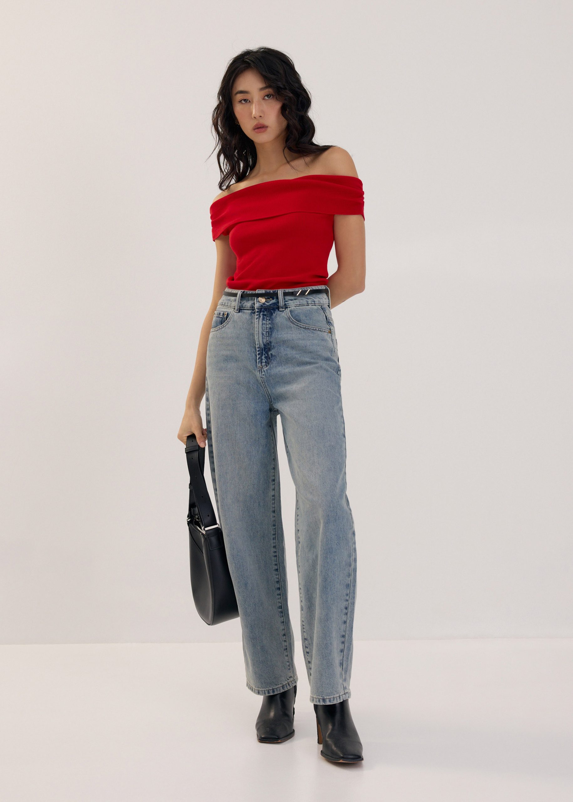 Knit Fitted Off Shoulder Top - Image 9