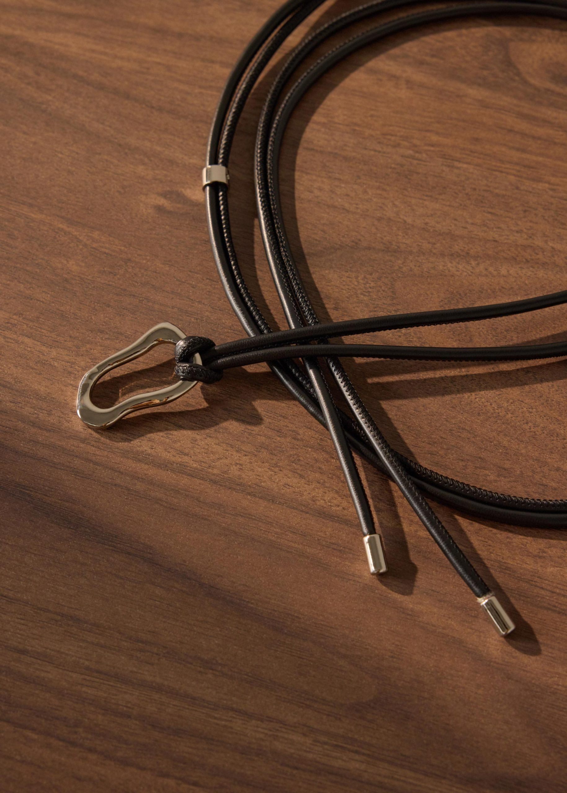 Vegan Leather Buckle Cord Belt - Image 6