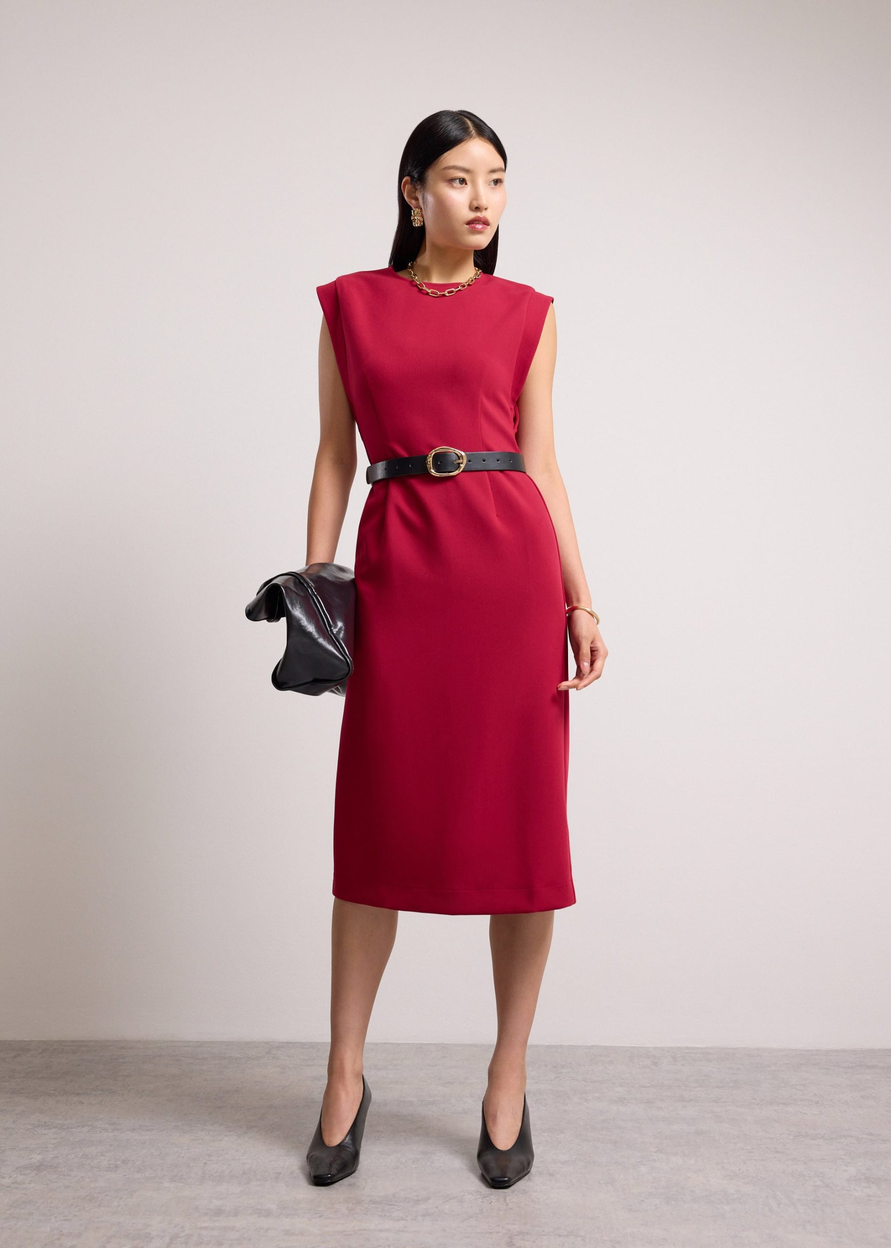 Eika Panelled Cap Sleeve Column Midi Dress - Image 14