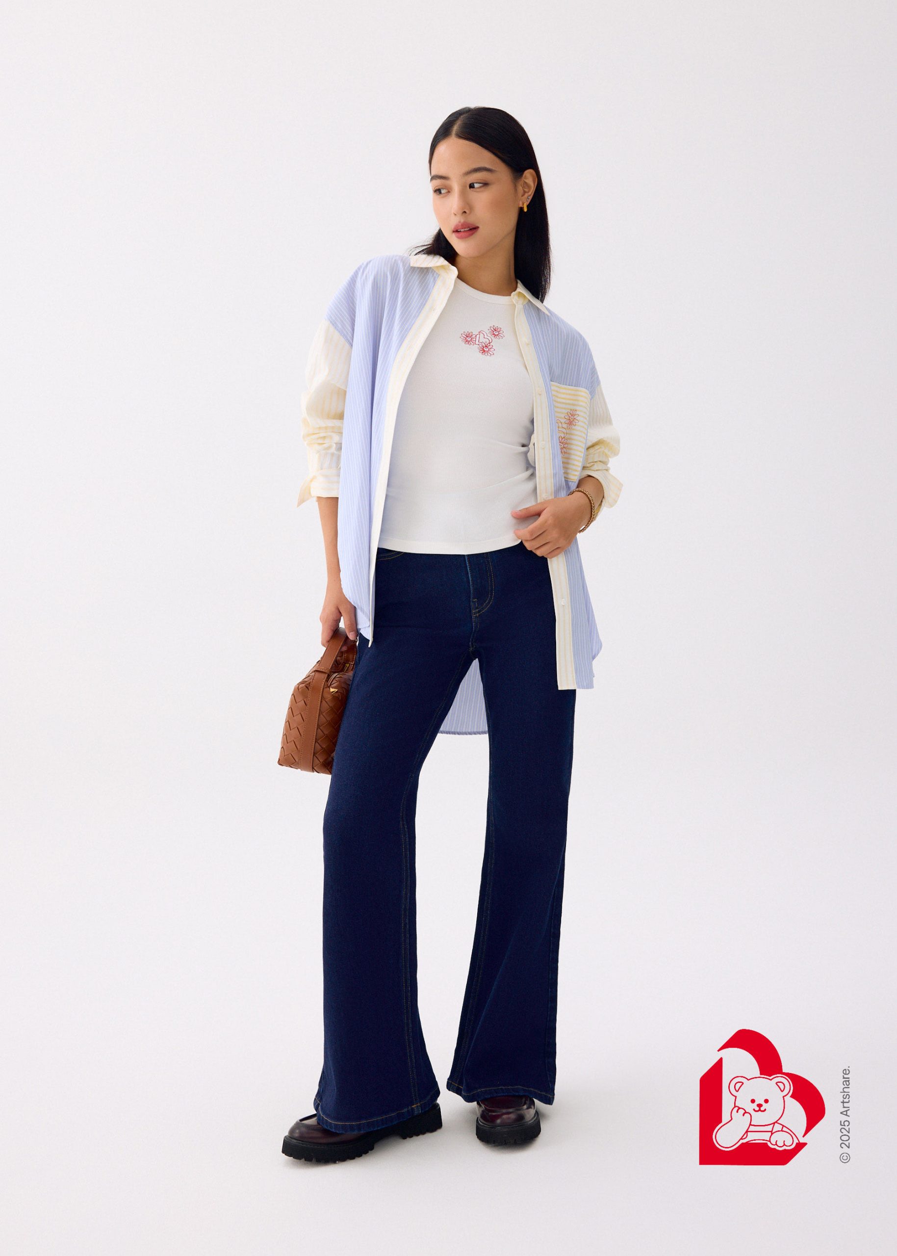 Love, Bonito | Wiggle Wiggle RuchedReady® Oversized Shirt in Light Blue - Image 2
