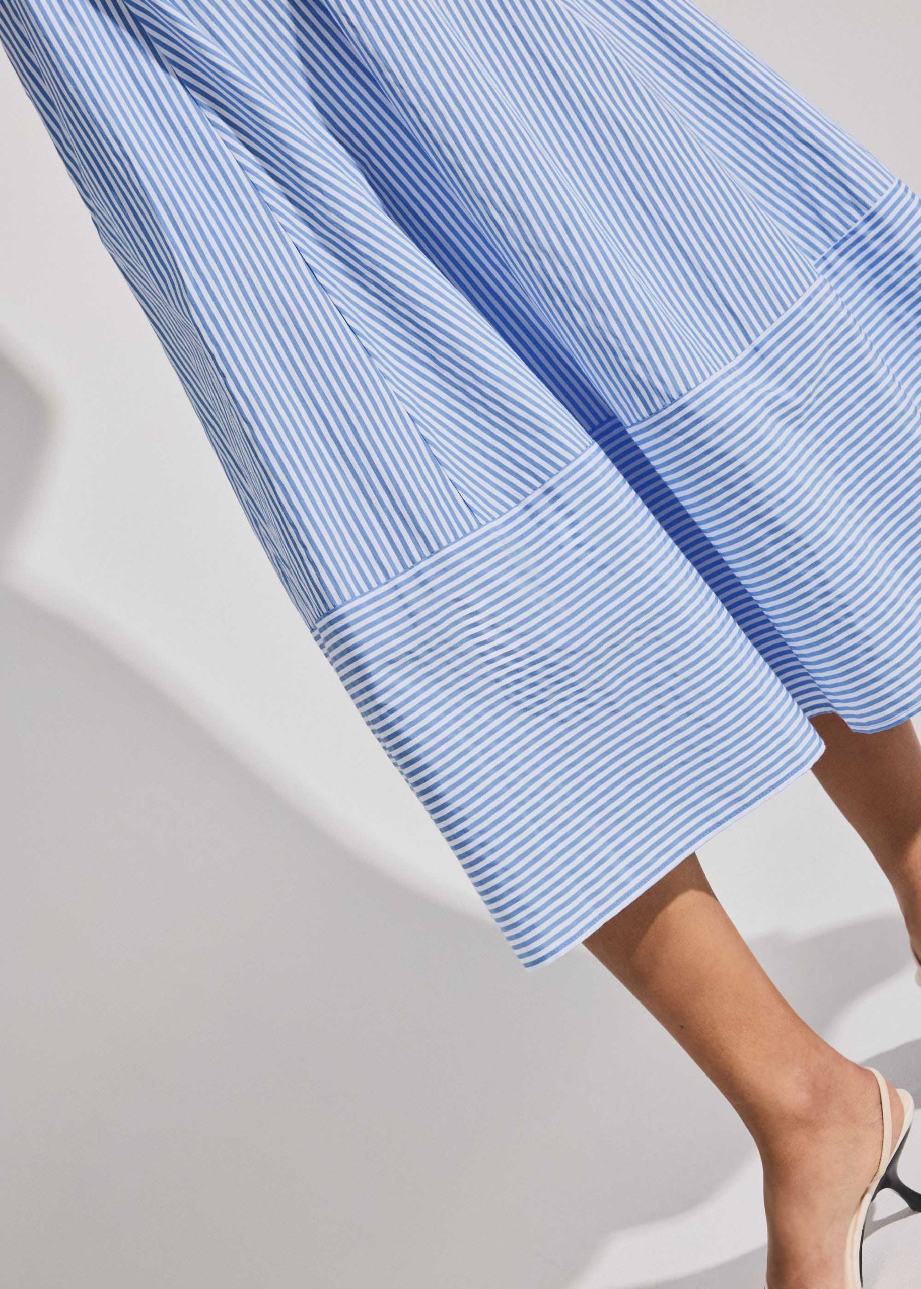 Striped Cotton Front Tie V-neck Fit & Flare Midaxi Dress - Image 3